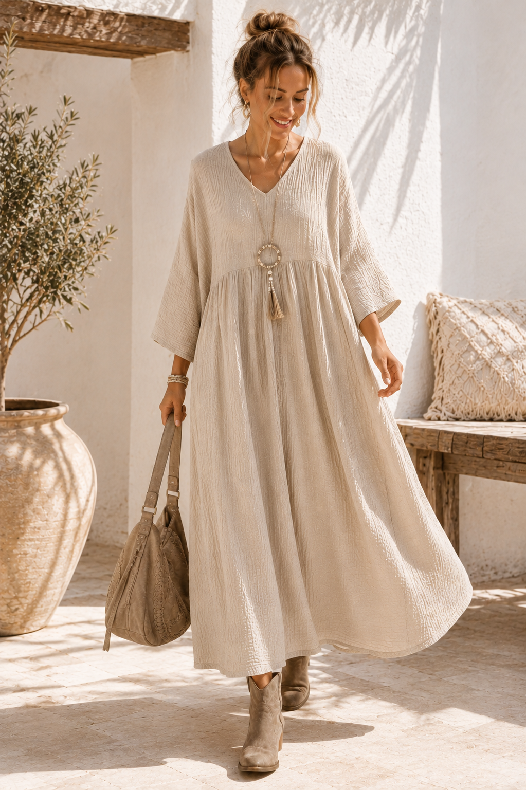 Musselin Kleid „Mombasa Uni“ – Made in Italy | 100 % Baumwolle | bis Gr. 44