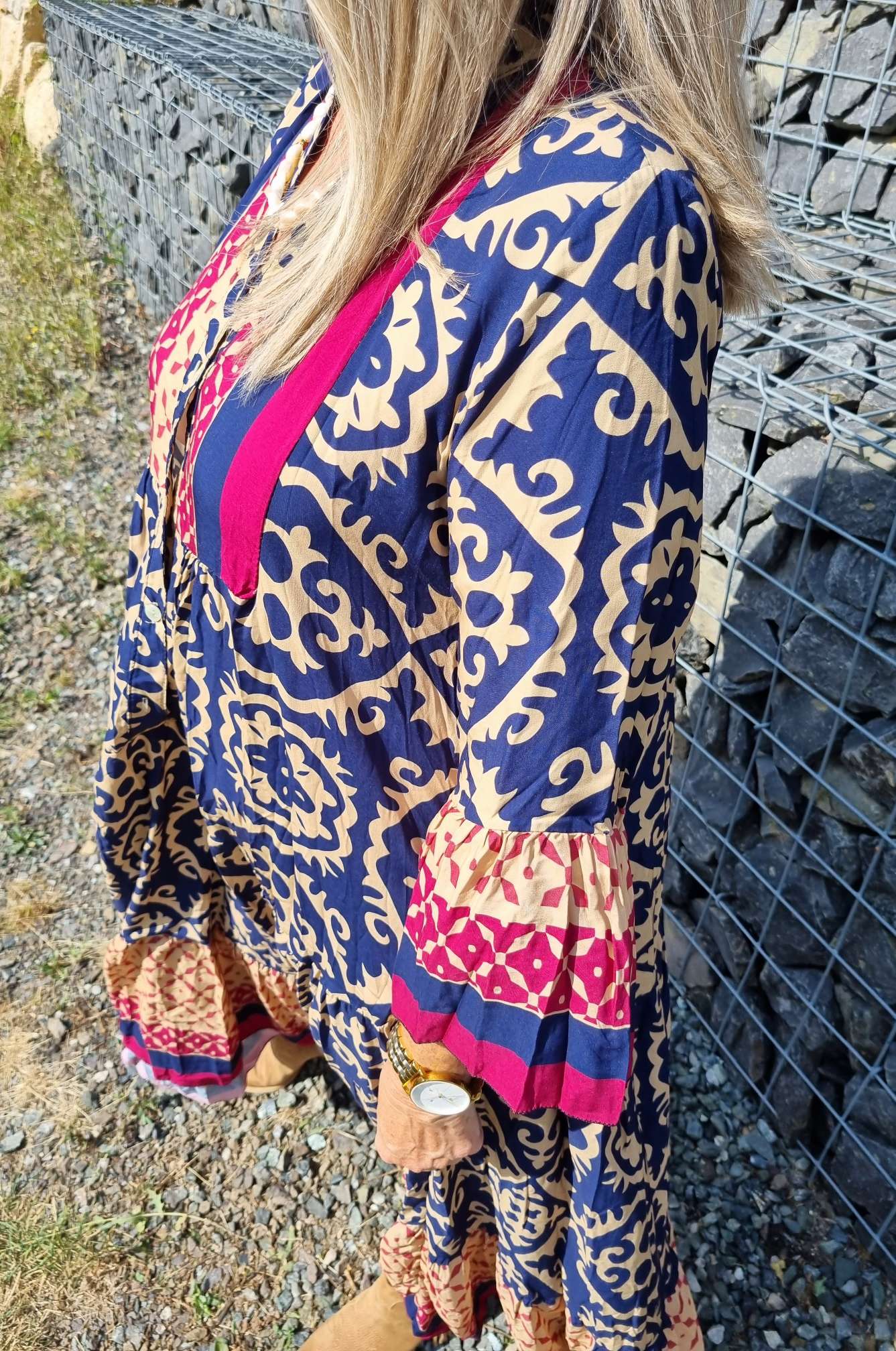 MAXI TUNIKA DRESS IRINA BLAU 34-42 Made in Italy langes Kleid Hängerchen Tunikakleid MAXI TUNIKA DRESS IRINA BLAU 34-42 Made in Italy langes Kleid Hängerchen Tunikakleid