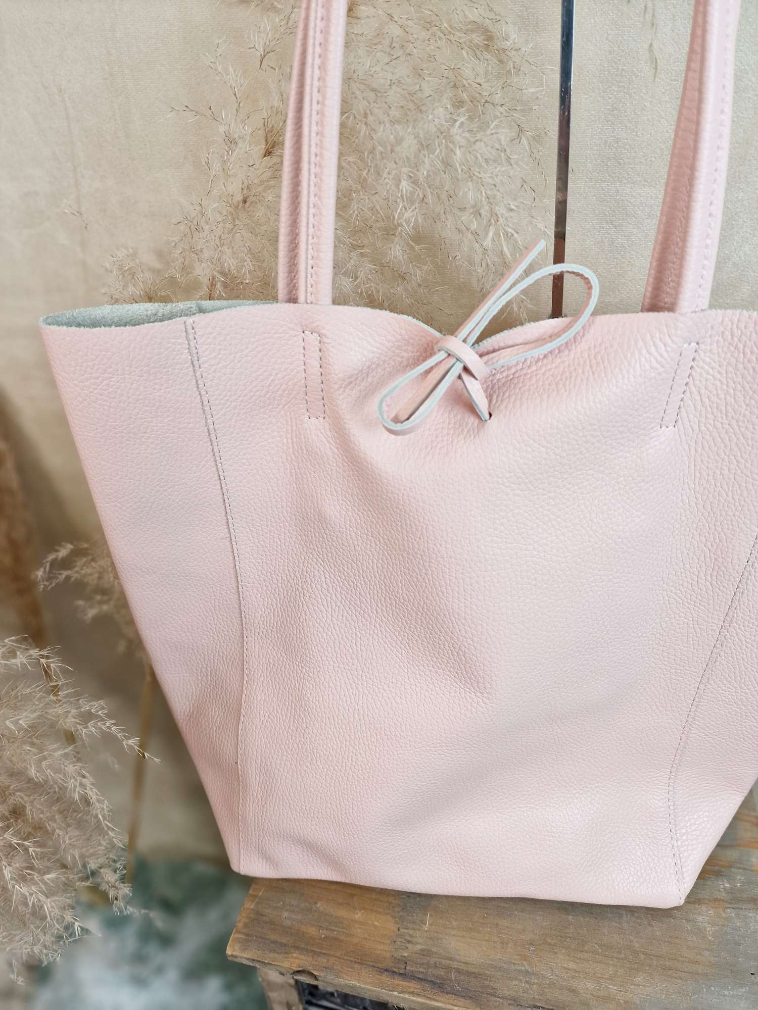 BASIC LEDER SHOPPER MARA LIGHT ROSA Made in Italy Ledertasche Tasche BASIC LEDER SHOPPER MARA LIGHT ROSA Made in Italy Ledertasche Tasche