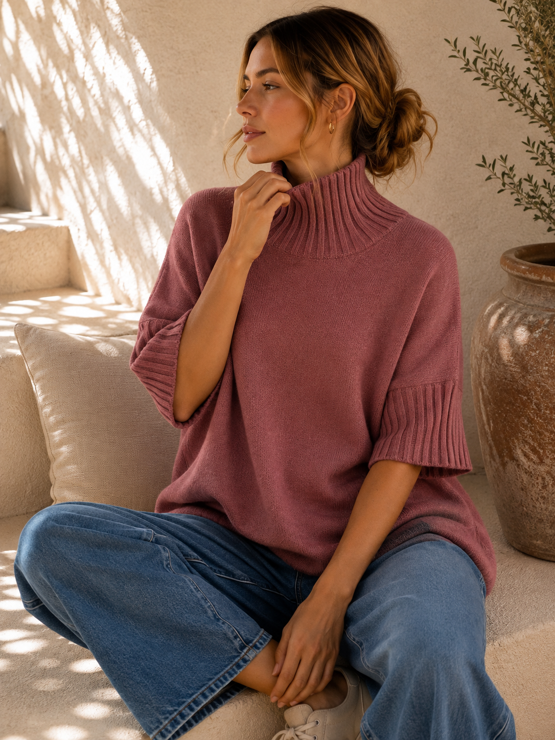Strickpullover mit Stehkragen & Rippenstrick I NO. SP0017 I Made in Italy 34-42/44