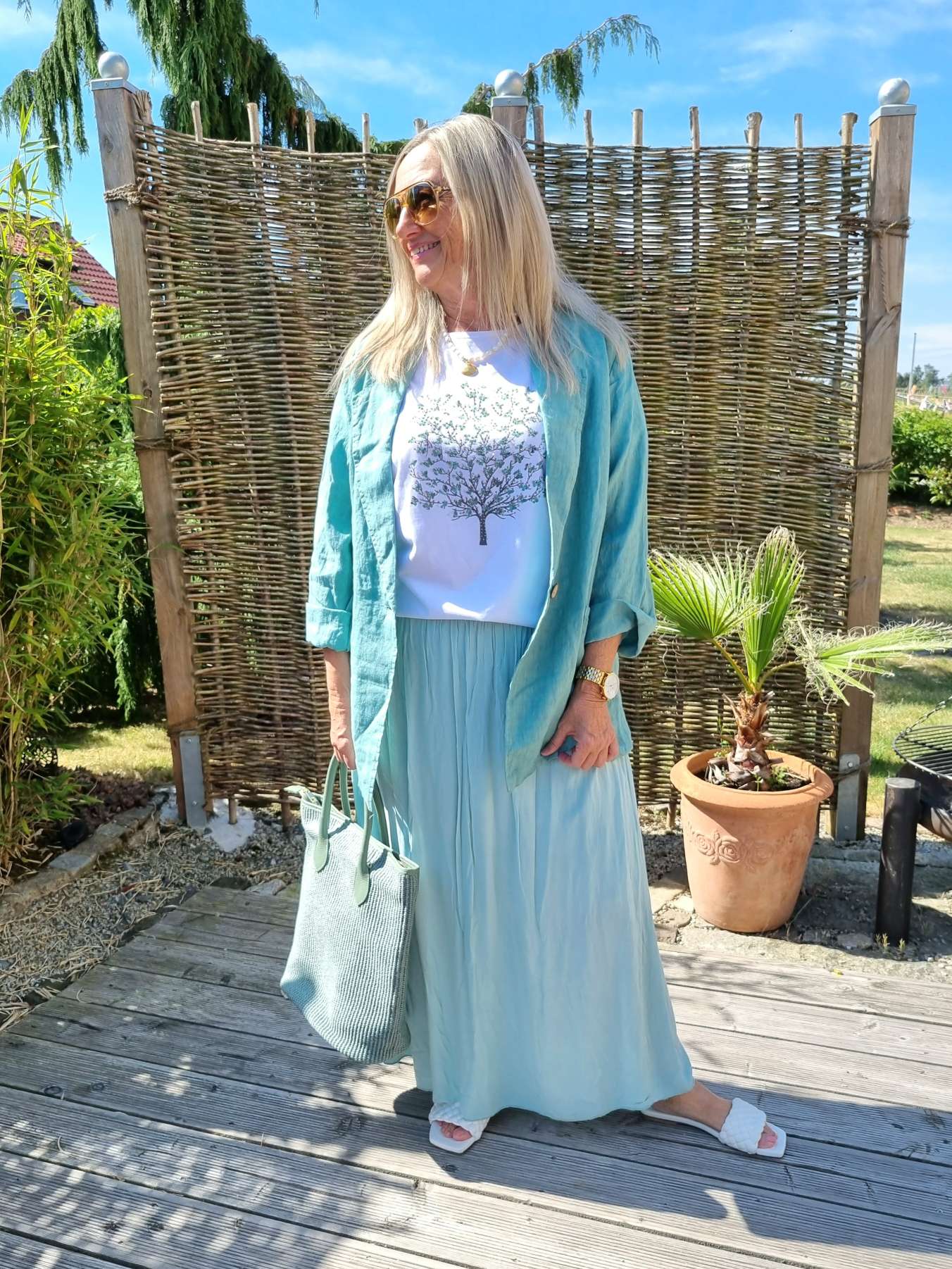 SHIRT MAXI SKIRT VENEZIA MINTGRÜN Made in Italy langer Rock 34-42 SHIRT MAXI SKIRT VENEZIA MINTGRÜN Made in Italy langer Rock 34-42