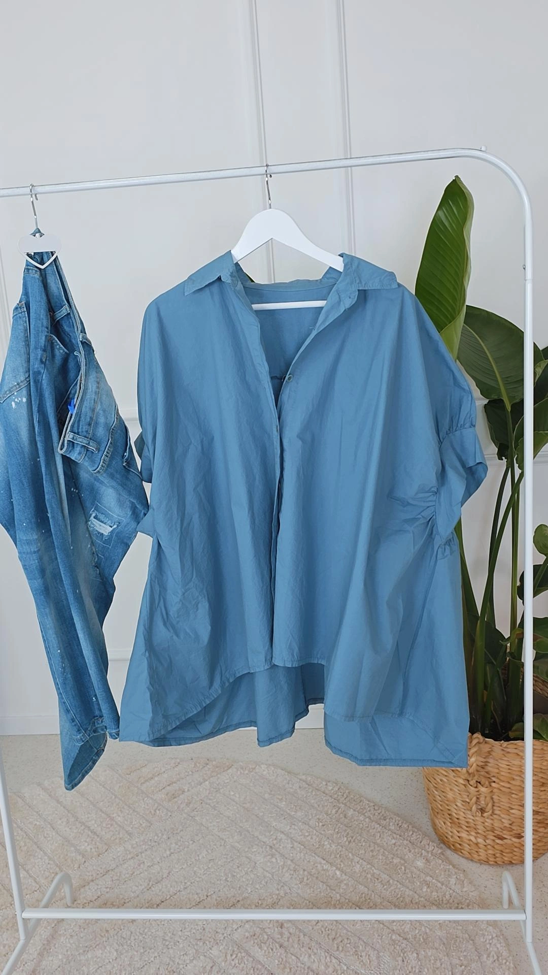 BAUMWOLL BLUSE LIANE Kurzärmelig UNI Made in Italy 34 - 46/48