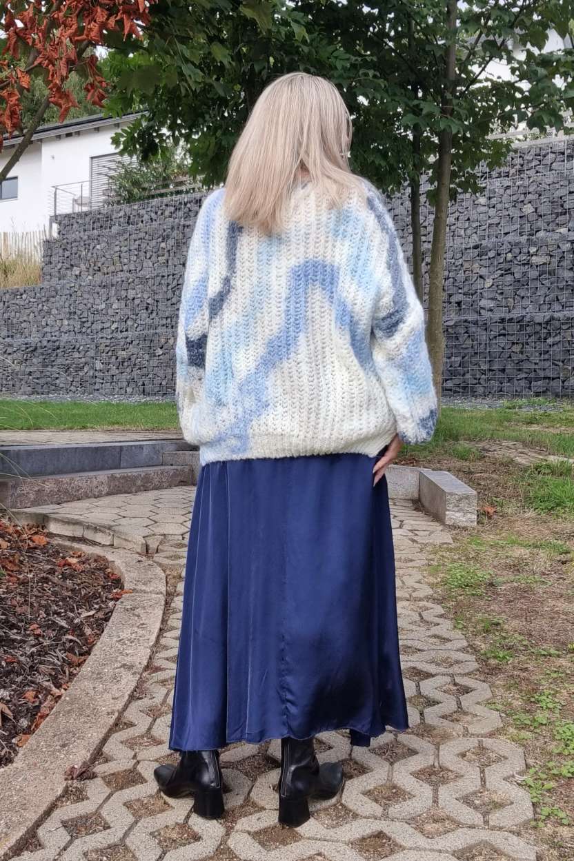 KNIT SWEATER SVENJA BATIK BLAU Strickpullover Pullover 34-42 Oversize Made in Italy KNIT SWEATER SVENJA BATIK BLAU Strickpullover Pullover 34-42 Oversize Made in Italy