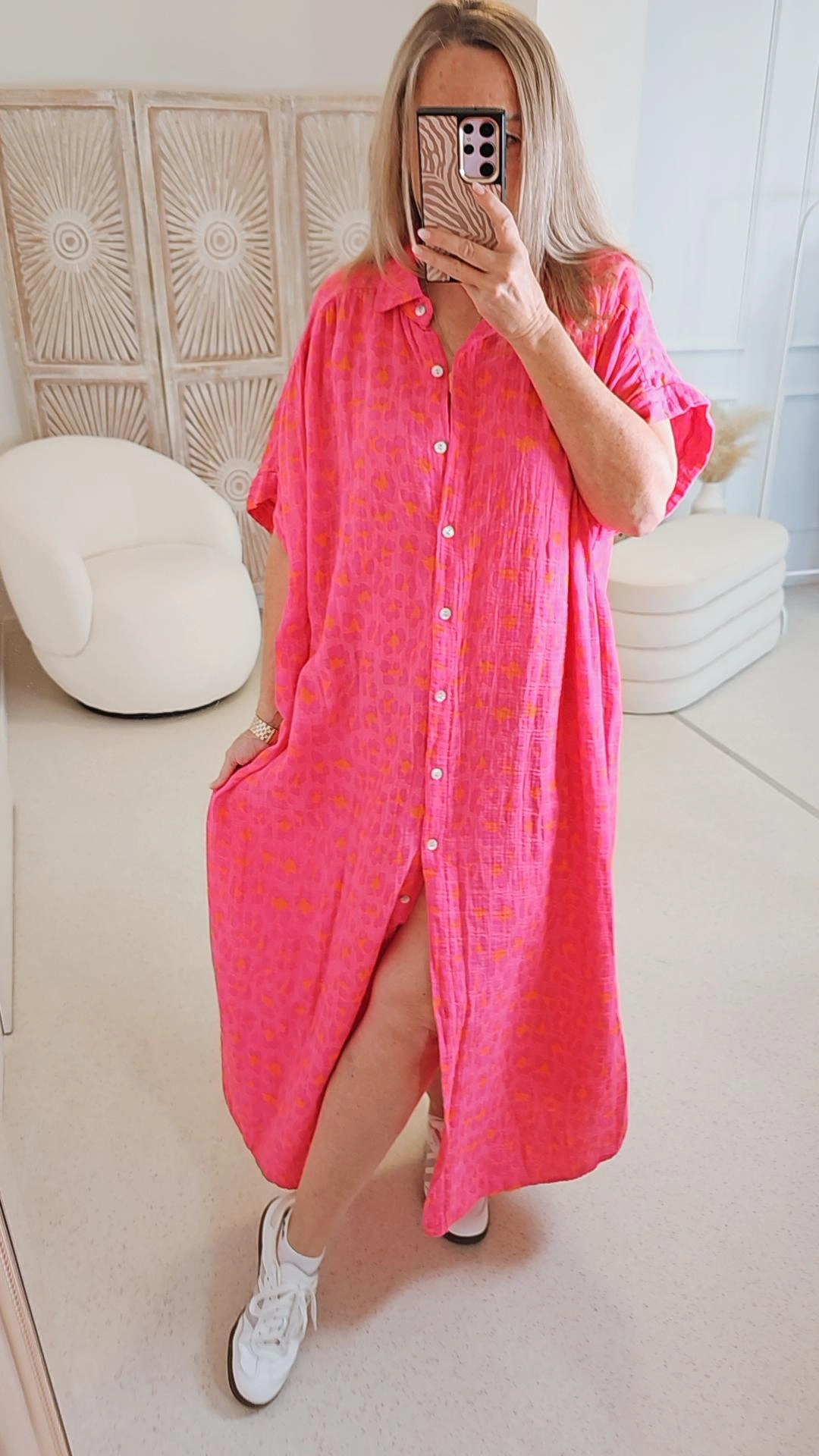 TREND MUSSELIN BLUSENKLEID MALAWI LEO Made in Italy 34-46/48 