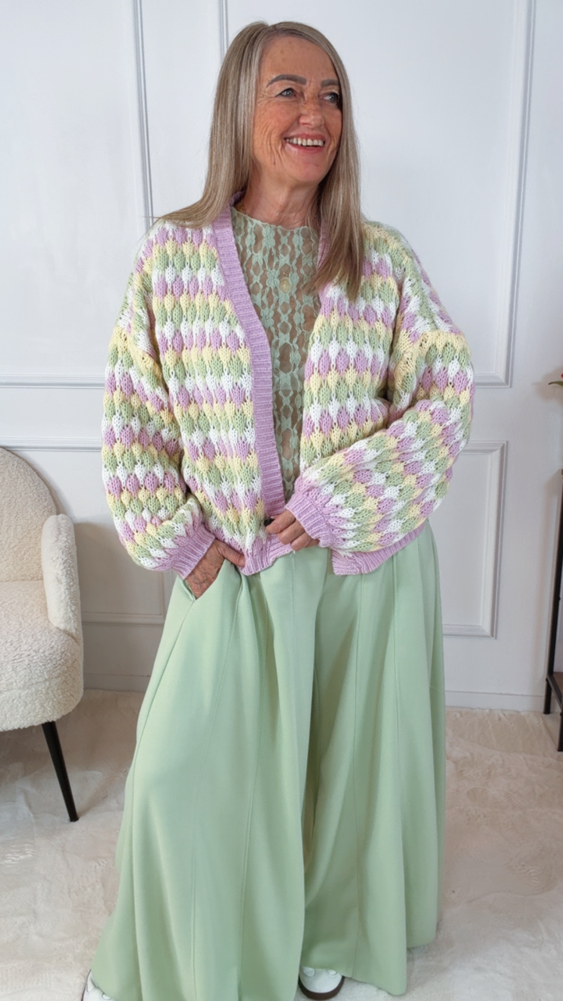 DREAMY PUFF CARDIGAN AURORA Italy Style Rainbow Colours 34-42