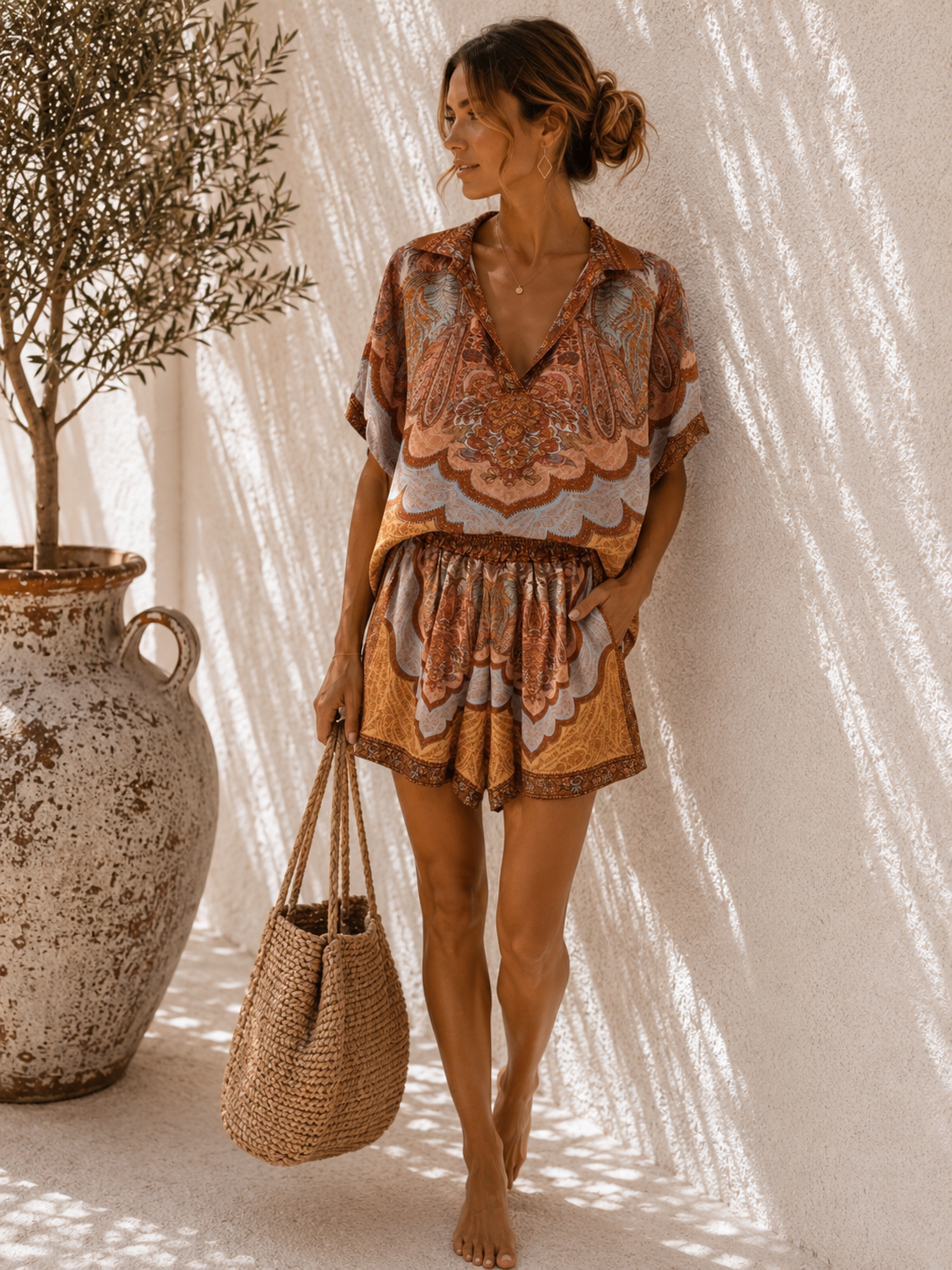 Exklusiv Silky Signature Set „Calista“ ✨ Shirt & Short Made in Italy 34-42