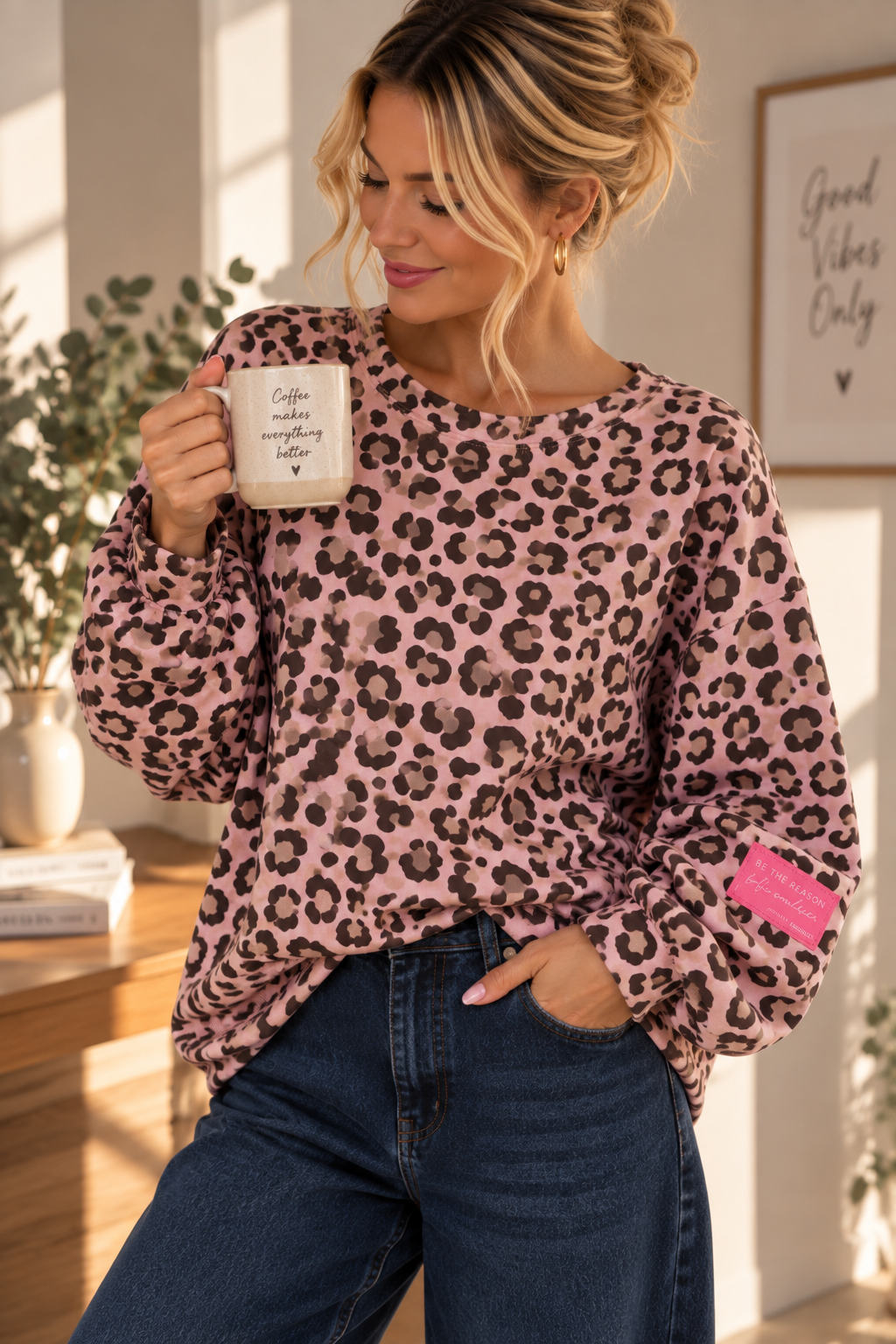 Leo Sweater mit Patch – SW0093 Made in Italy Gr 34-42