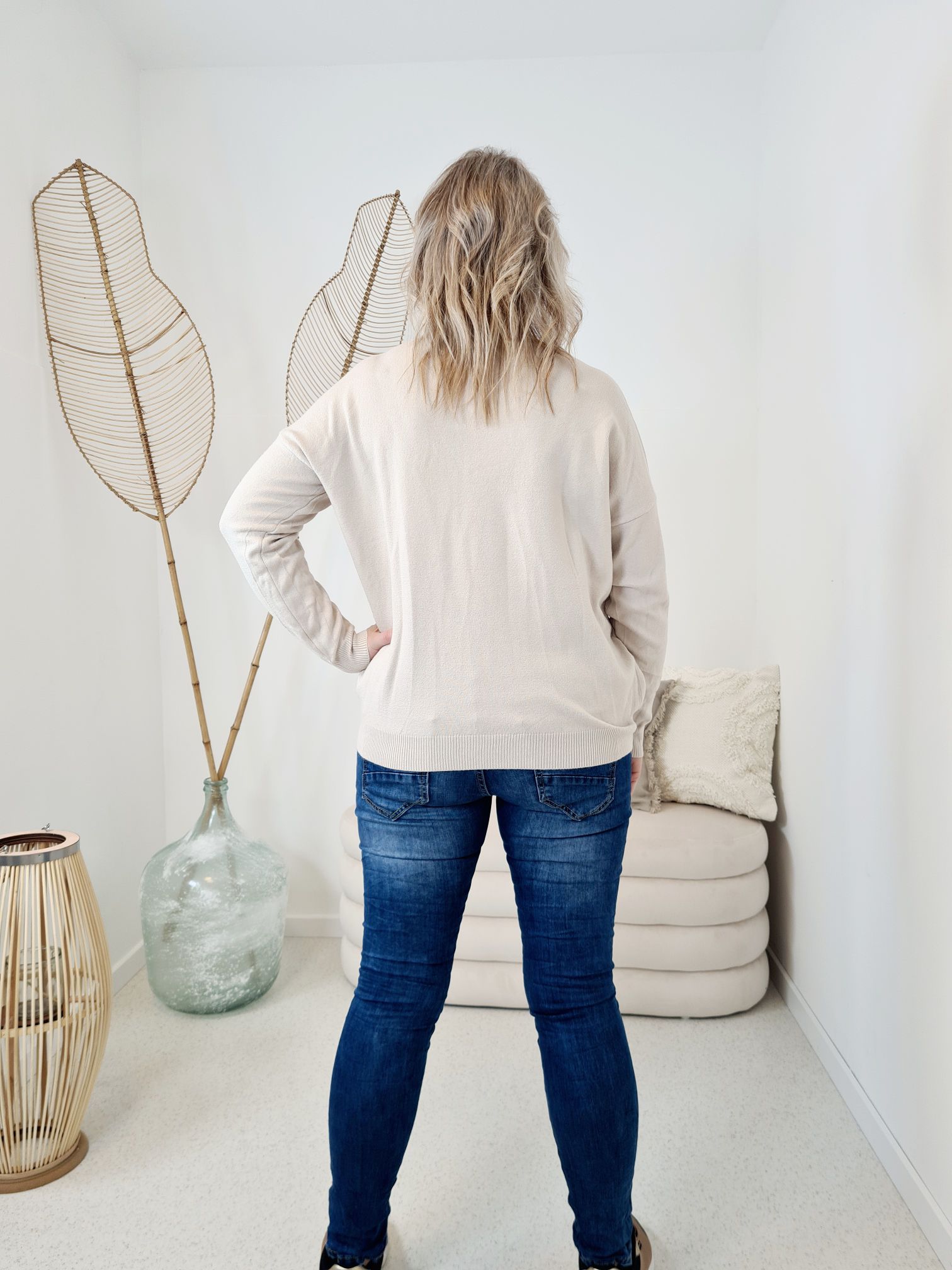 LONGSLEEVE SHIRT VANESSA LEO CREME 34-42 Made in Italy Langarm dünner Pullover LONGSLEEVE SHIRT VANESSA LEO CREME 34-42 Made in Italy Langarm dünner Pullover