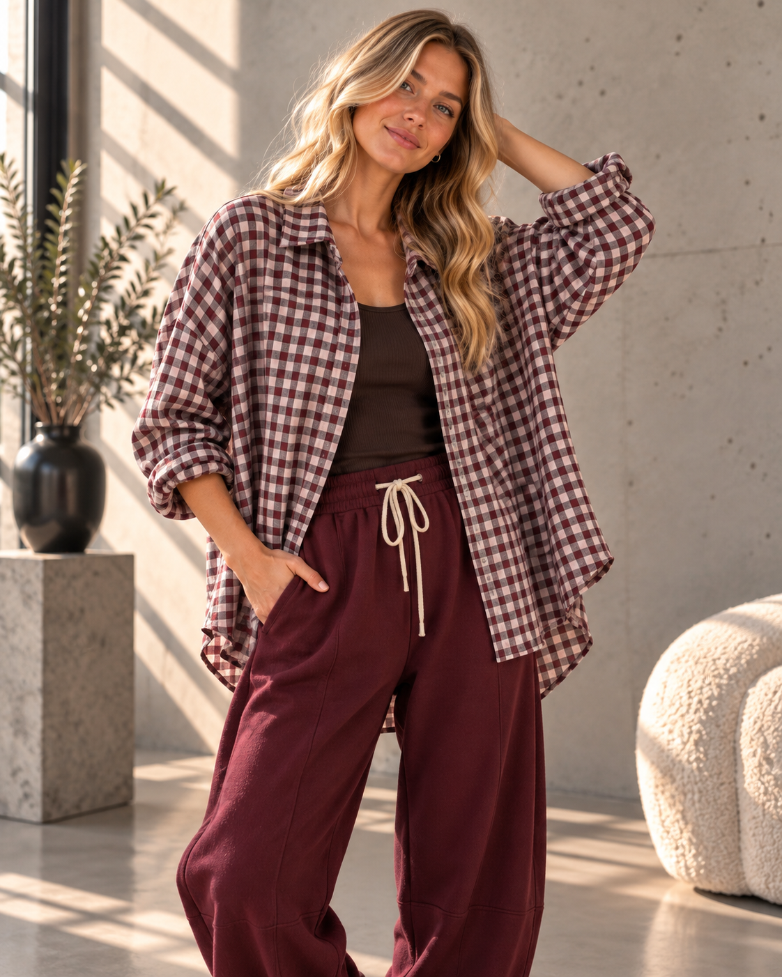 Oversize-Karo-Bluse BL0105 – Made in Italy Gr. 34-44 Karo kariert