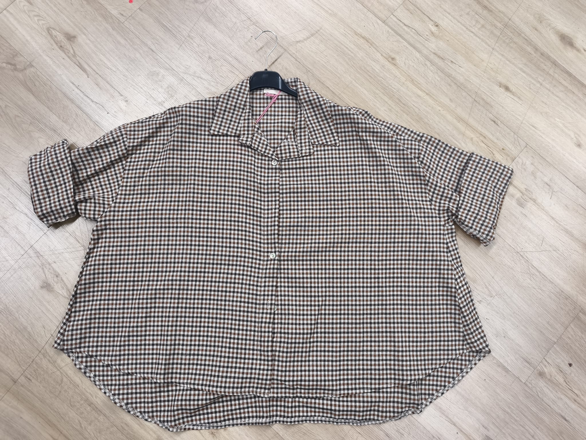 Karo-Bluse – lässiger Oversize-Look I BL0134 I 34-42 I Made in Italy