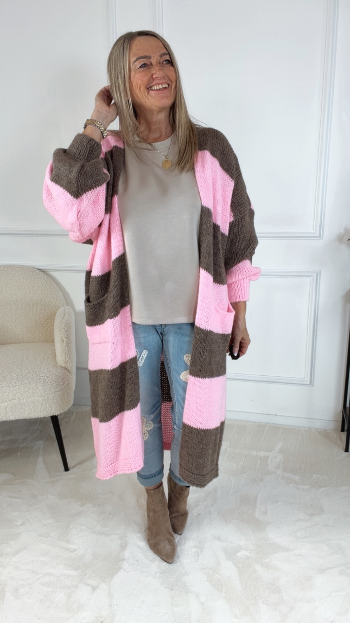 CARDIGAN LIOBA SCHACHBRETTMUSTER Made in ITaly 34 - 44