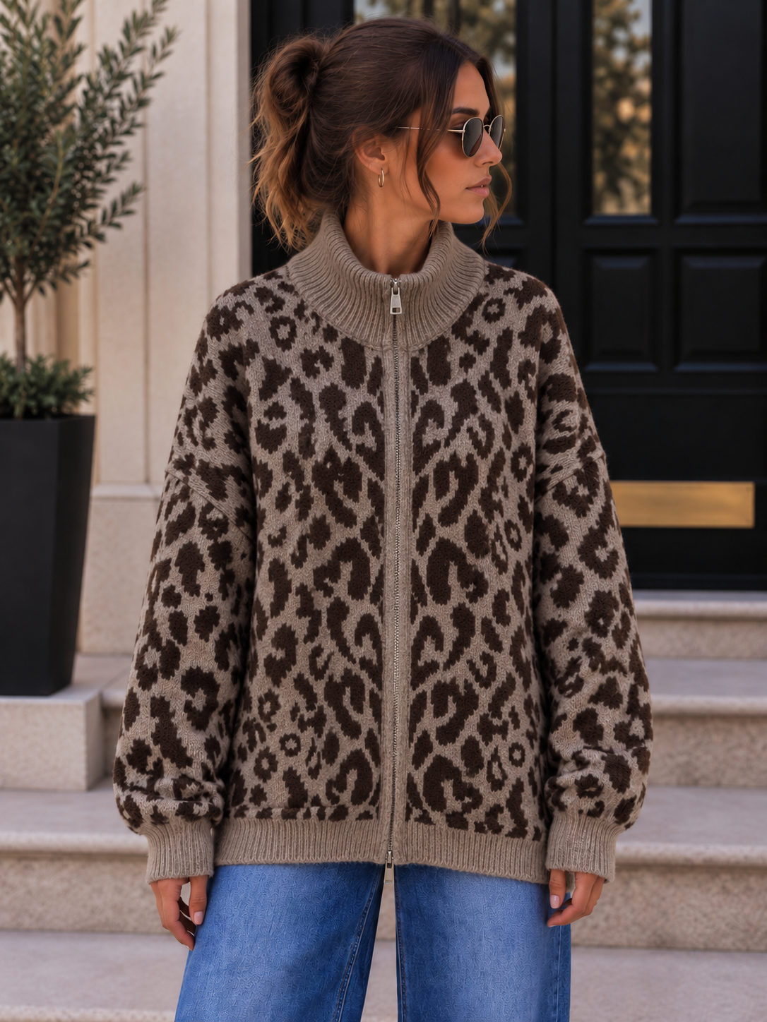 Cardigan-Leo mit Zwei-Wege-Reißverschluss I SJ0071 I Made in Italy 34-42/44 Strickjacke