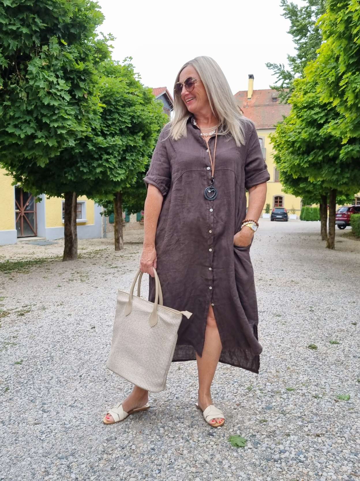 LINEN DESS WILMA BRAUN 34-42 Made in Italy Leinen Kleid Long Bluse Mantel LINEN DESS WILMA BRAUN 34-42 Made in Italy Leinen Kleid Long Bluse Mantel