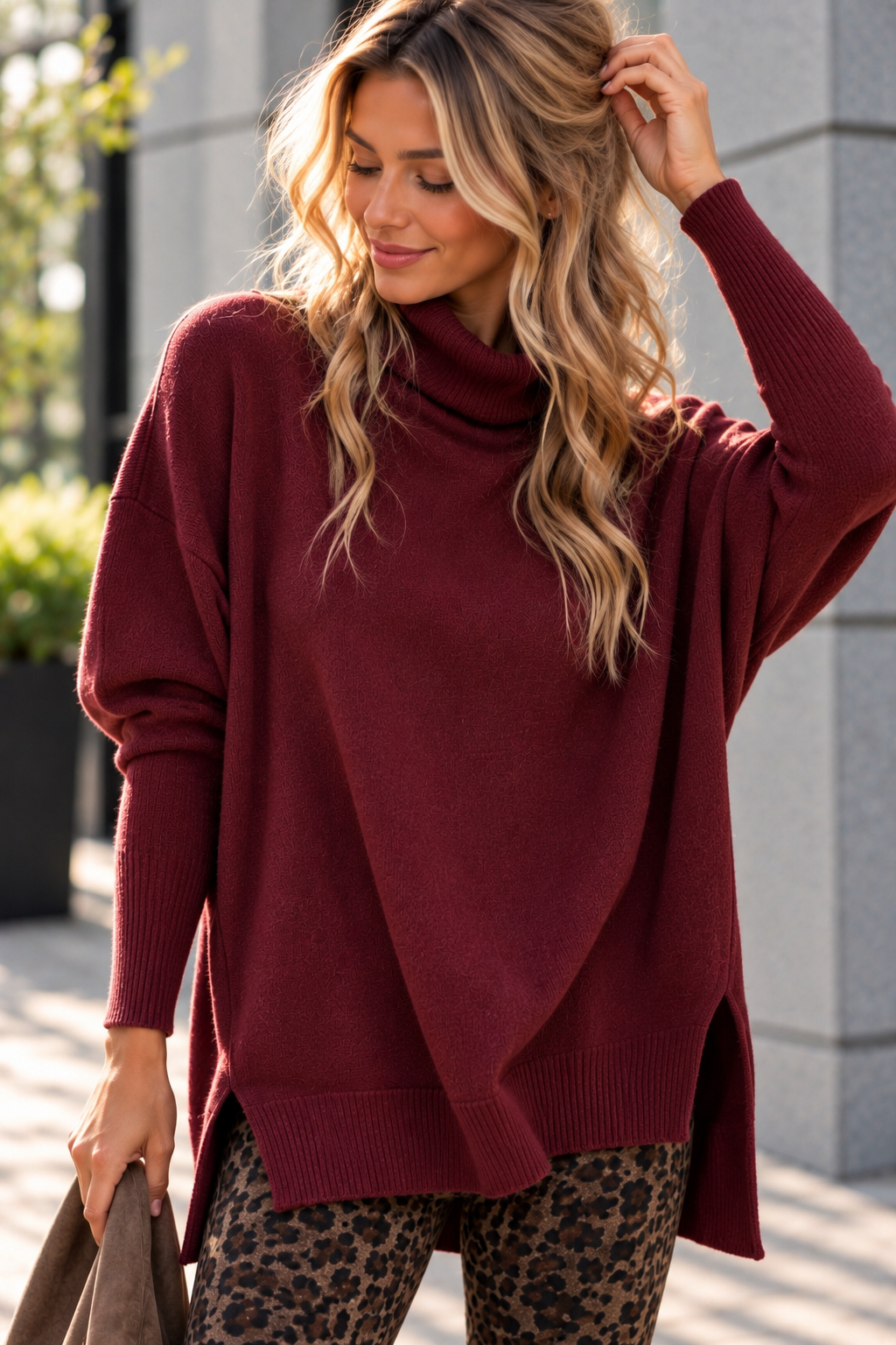 Oversize Rollkragen-Pullover Uni RP0164 I Made in Italy 34-44/46 Strick Pullover