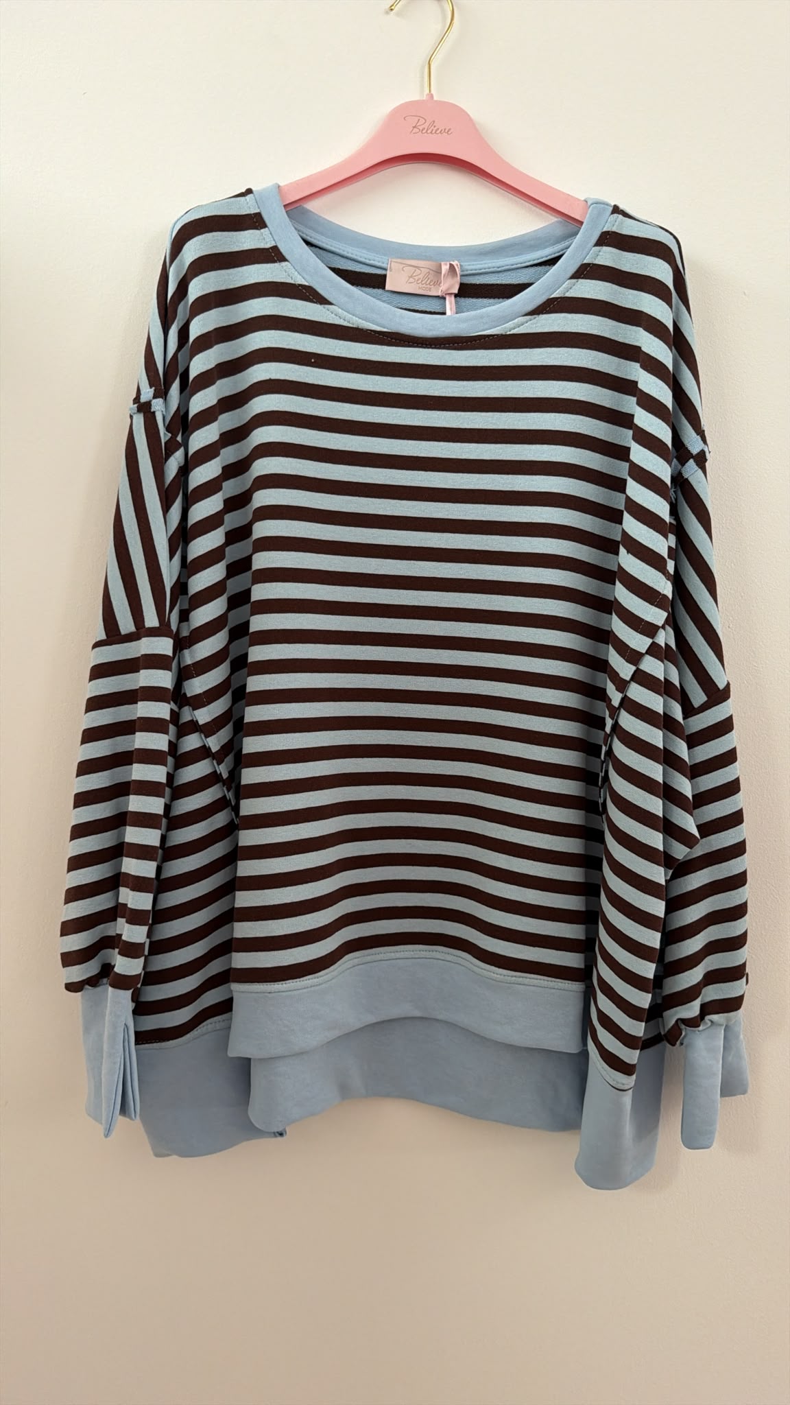 Sweater Charly mit Raw-Cut Details Stripes Made in Italy 34-44/46