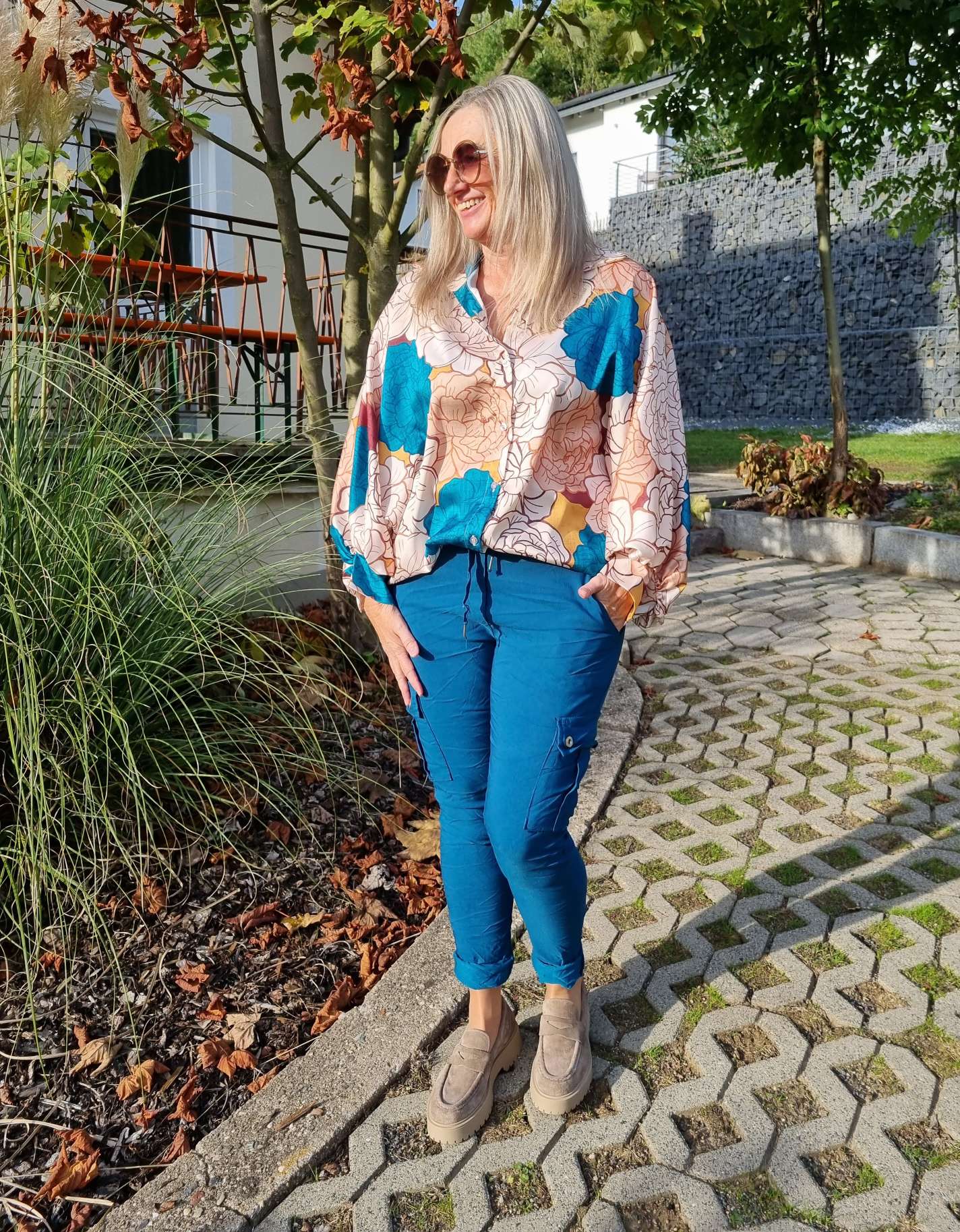 BLUSE MAJA PETROL 34-42 Made in Italy Oversize Shirt Hemd 