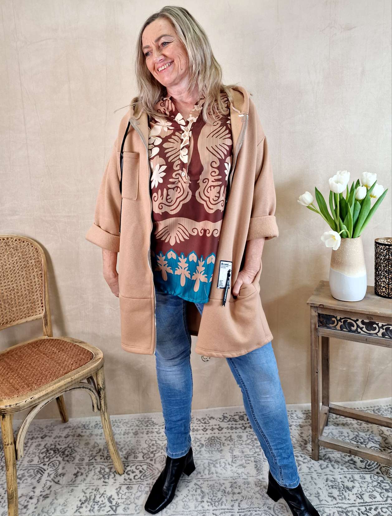 BLUSE MARESA BRAUN PETROL 34-42 Made in Italy Oversize Shirt Hemd Silk Optik BLUSE MARESA BRAUN PETROL 34-42 Made in Italy Oversize Shirt Hemd Silk Optik