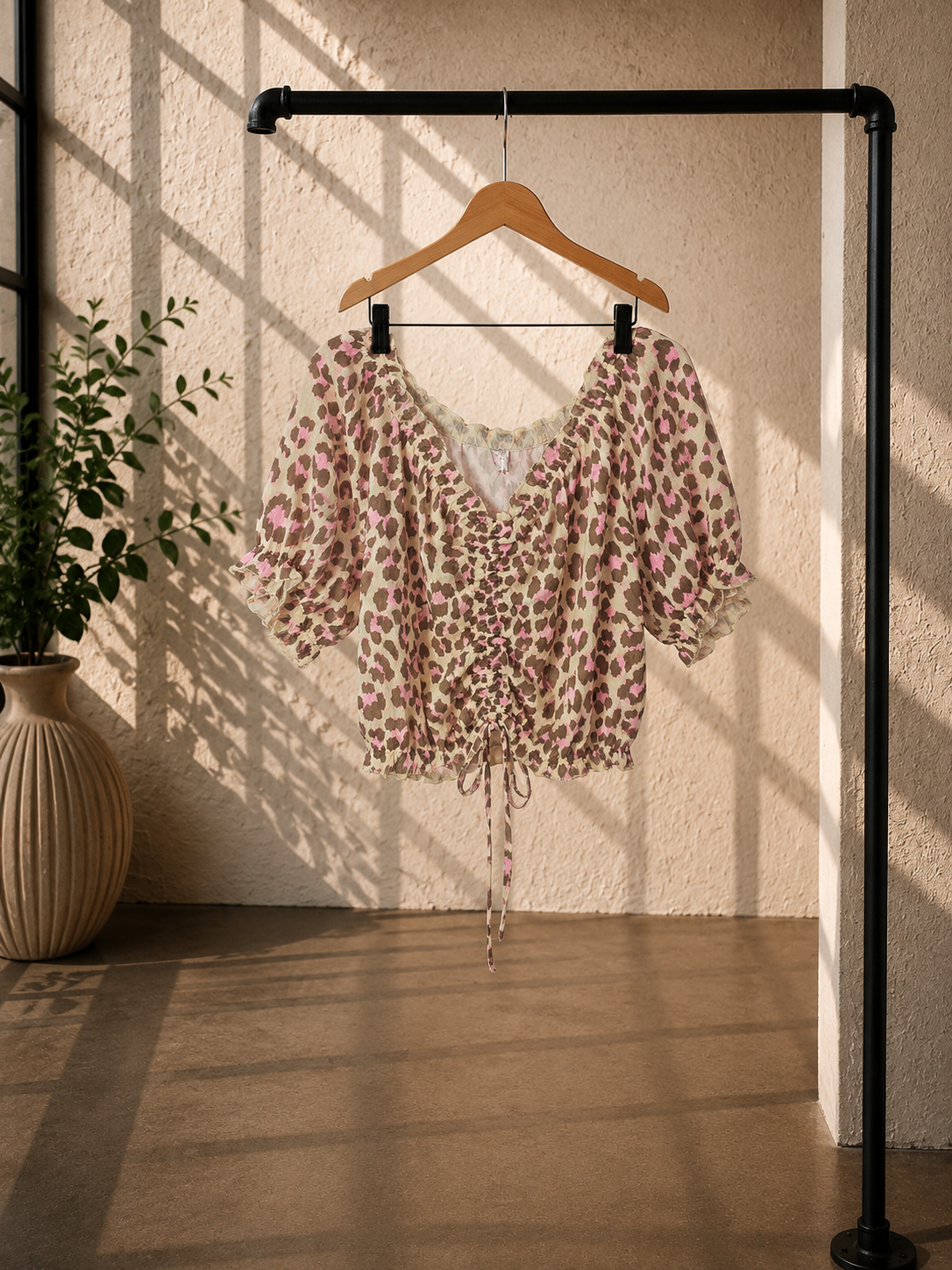 Bluse Cropped Musselin Savanna Leo Made in Italy 34-40/42