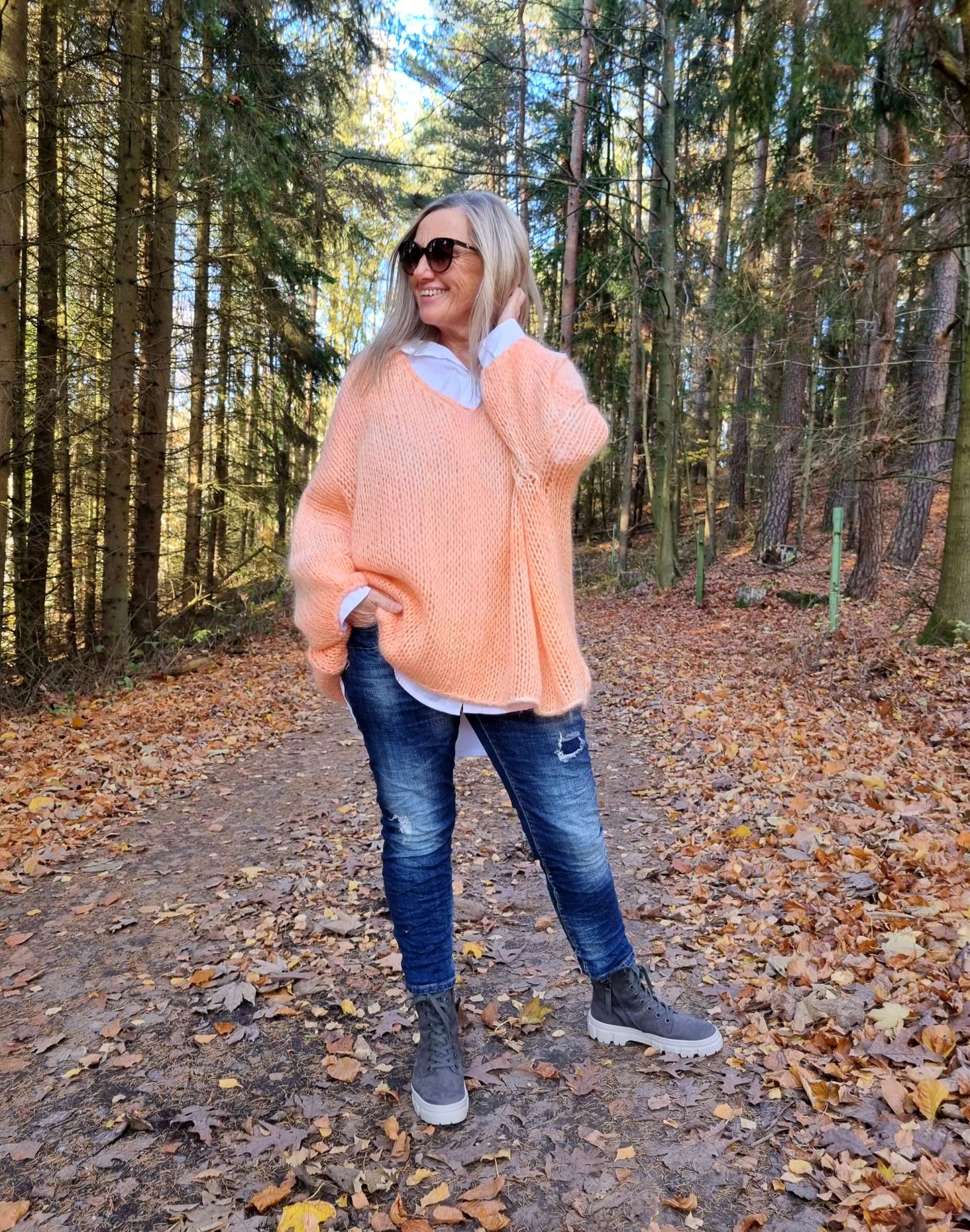 OVERSIZE KNIT SWEATER LETIZIA KORALLE 34-42/44 Made in Italy Grobstrickpullover Pullover OVERSIZE KNIT SWEATER LETIZIA KORALLE 34-42/44 Made in Italy Grobstrickpullover Pullover