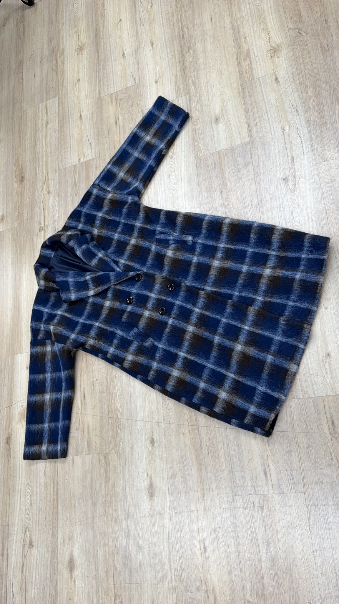 Oversize Karomantel MA0184 im kuscheligen Woll-Look  Made in Italy Gr 34-42