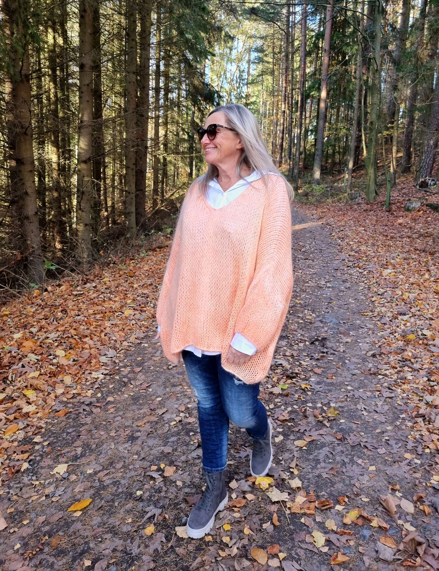 OVERSIZE KNIT SWEATER LETIZIA KORALLE 34-42/44 Made in Italy Grobstrickpullover Pullover OVERSIZE KNIT SWEATER LETIZIA KORALLE 34-42/44 Made in Italy Grobstrickpullover Pullover