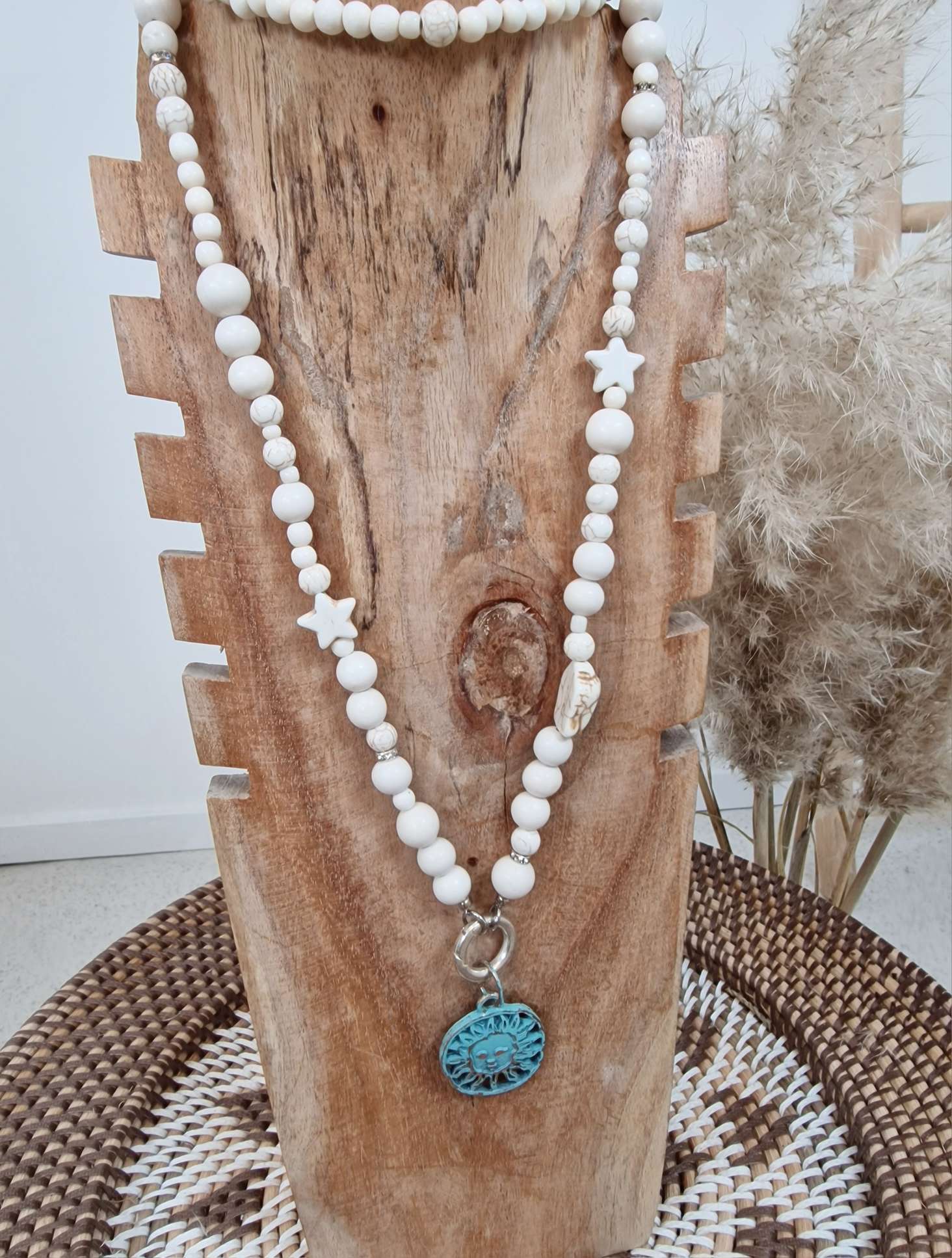 EXKLUSIVE LANGE KETTE BUDDHA OFFWHITE Silver Shiny SUNSHINE Türkis EXKLUSIVE LANGE KETTE BUDDHA OFFWHITE Silver Shiny SUNSHINE Türkis