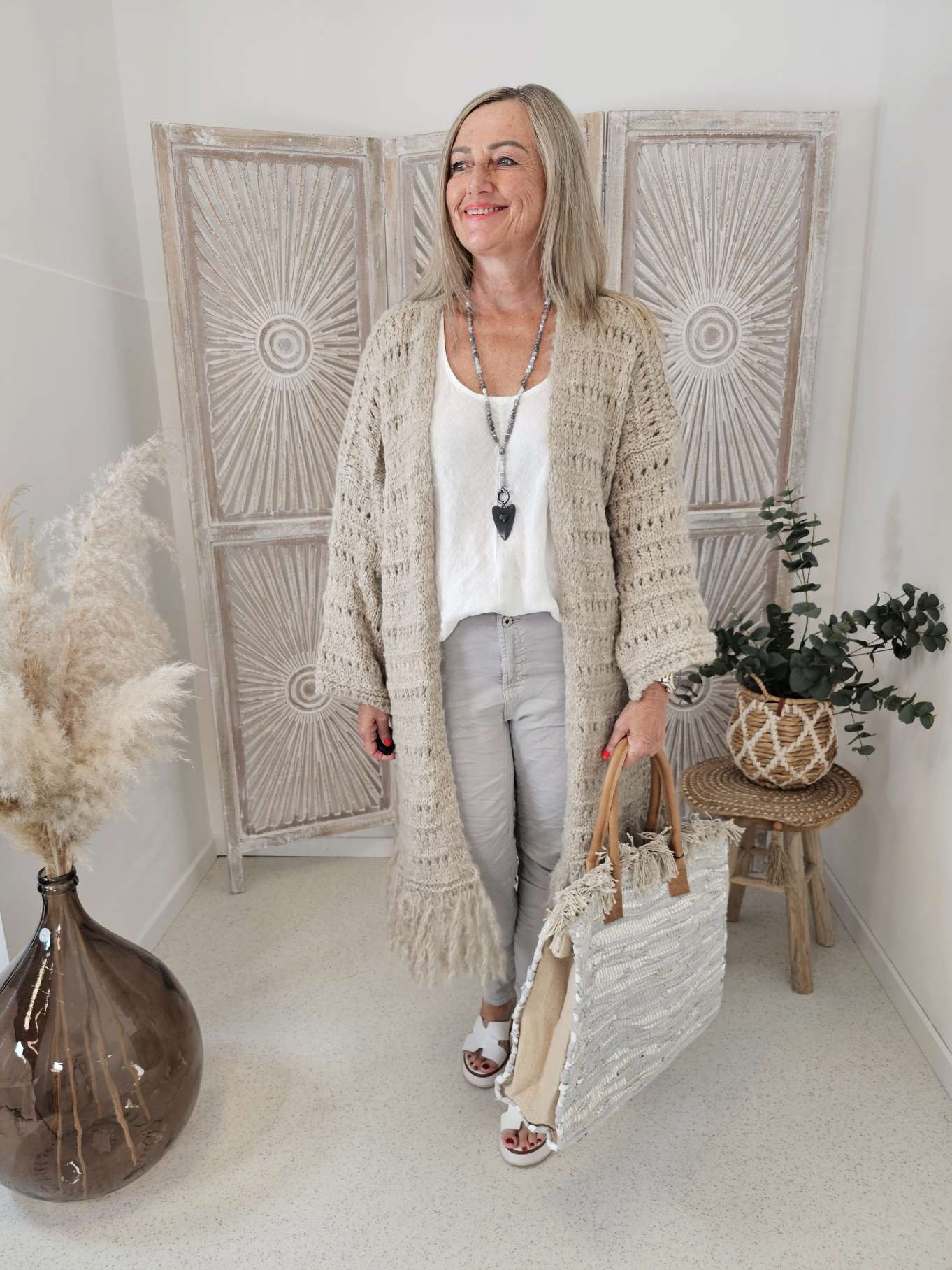 KNIT CARDIGAN NIEVES 34-42 Made in Italy Strickjacke Fransen FRINGES