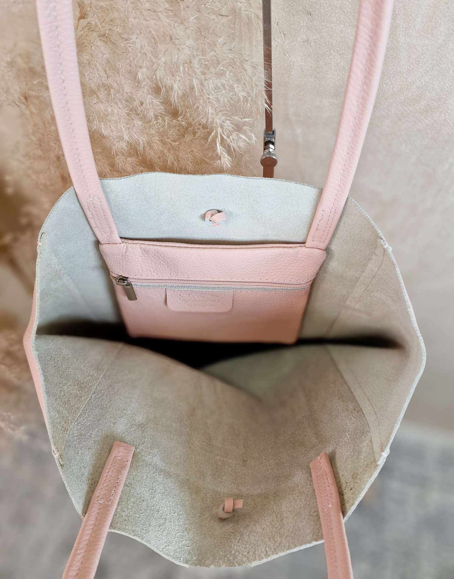 BASIC LEDER SHOPPER MARA LIGHT ROSA Made in Italy Ledertasche Tasche BASIC LEDER SHOPPER MARA LIGHT ROSA Made in Italy Ledertasche Tasche