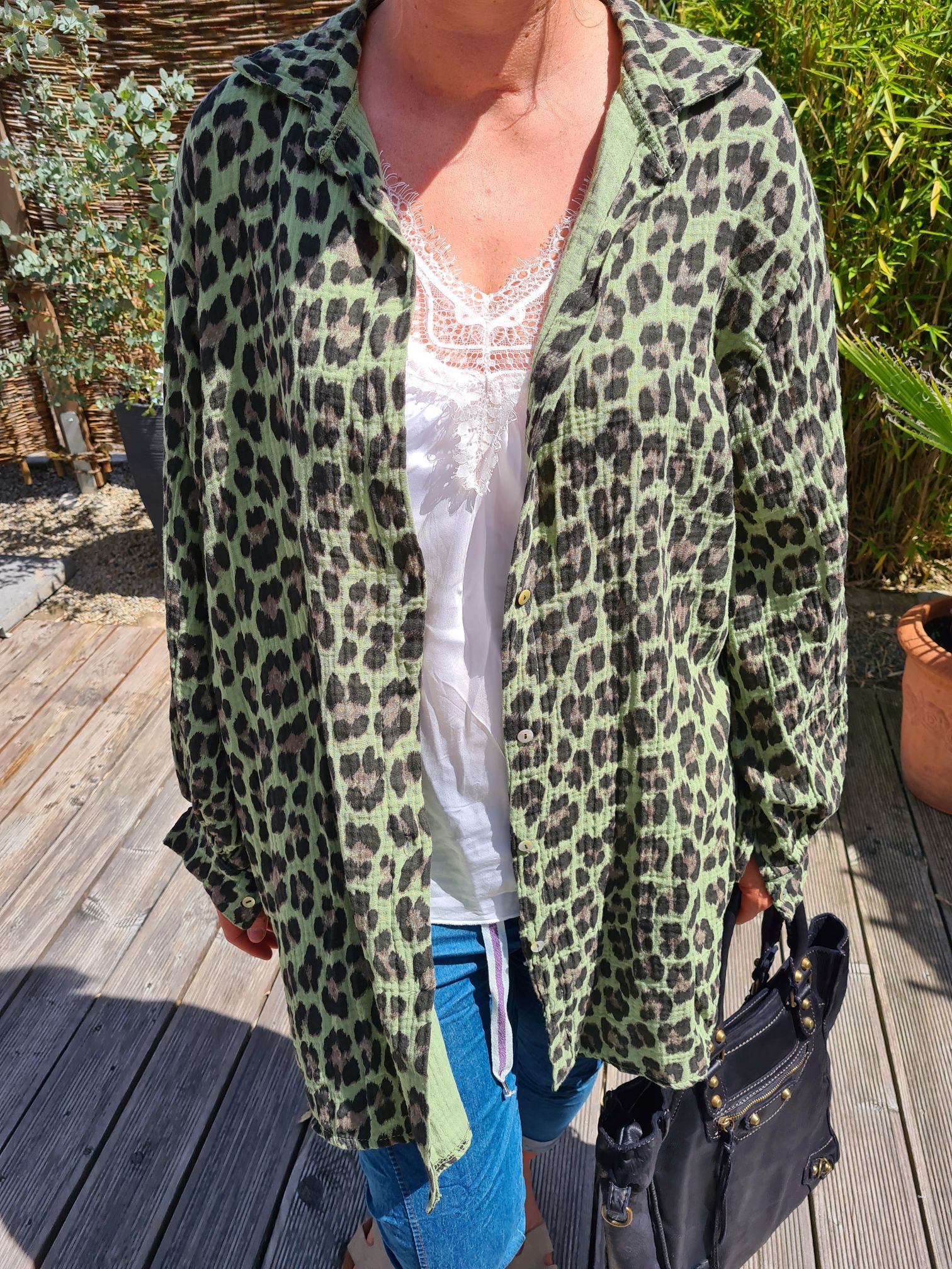 MUSSELIN OVERSIZE BLUSE SKYROS LEO KHAKI 34-42 Made in Italy Longbluse Kleid Tunika Shirt Blusenjacke MUSSELIN OVERSIZE BLUSE SKYROS LEO KHAKI 34-42 Made in Italy Longbluse Kleid Tunika Shirt Blusenjacke