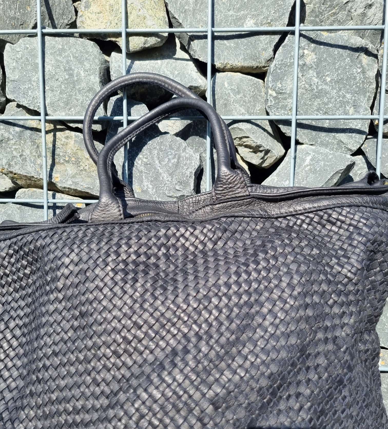 BIG LEDER SHOPPER BELISA SCHWARZ FEIN gewaschenes Leder Tasche geflochten Made in Italy Ledertasche BIG LEDER SHOPPER BELISA SCHWARZ FEIN gewaschenes Leder Tasche geflochten Made in Italy Ledertasche