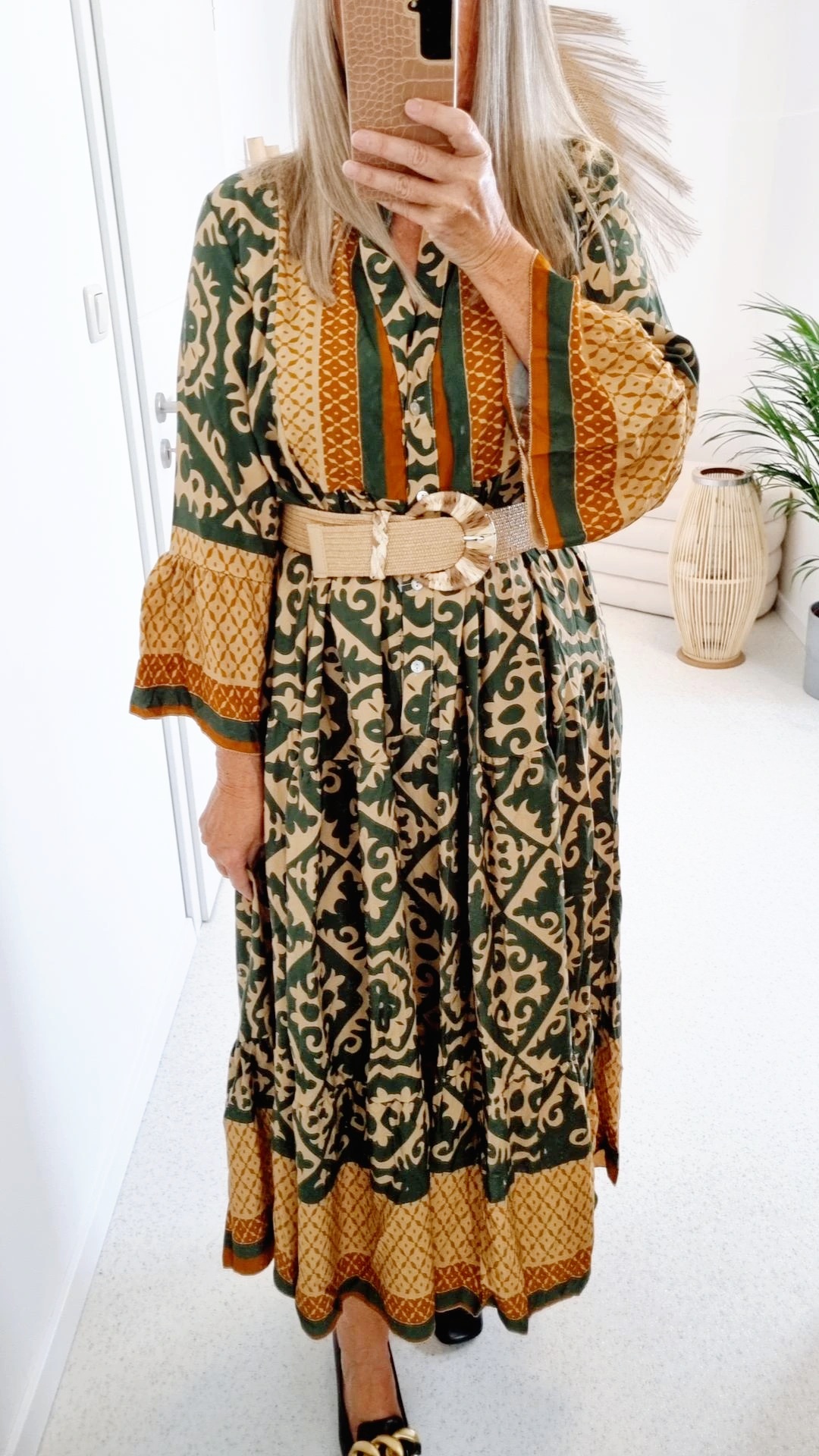 MAXI TUNIKA DRESS ENRICA KHAKI 34-42 Made in Italy langes Kleid Hängerchen Tunikakleid MAXI TUNIKA DRESS ENRICA KHAKI 34-42 Made in Italy langes Kleid Hängerchen Tunikakleid