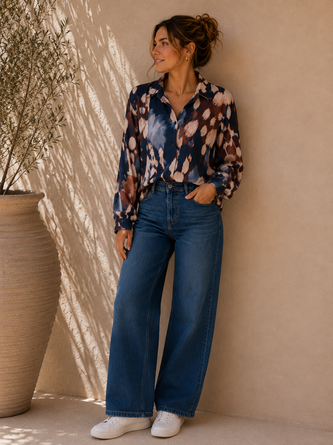 Kofferbluse Bluse Olivia – Edle Kofferbluse mit afro Muster –  Made in Italy Gr 34-42