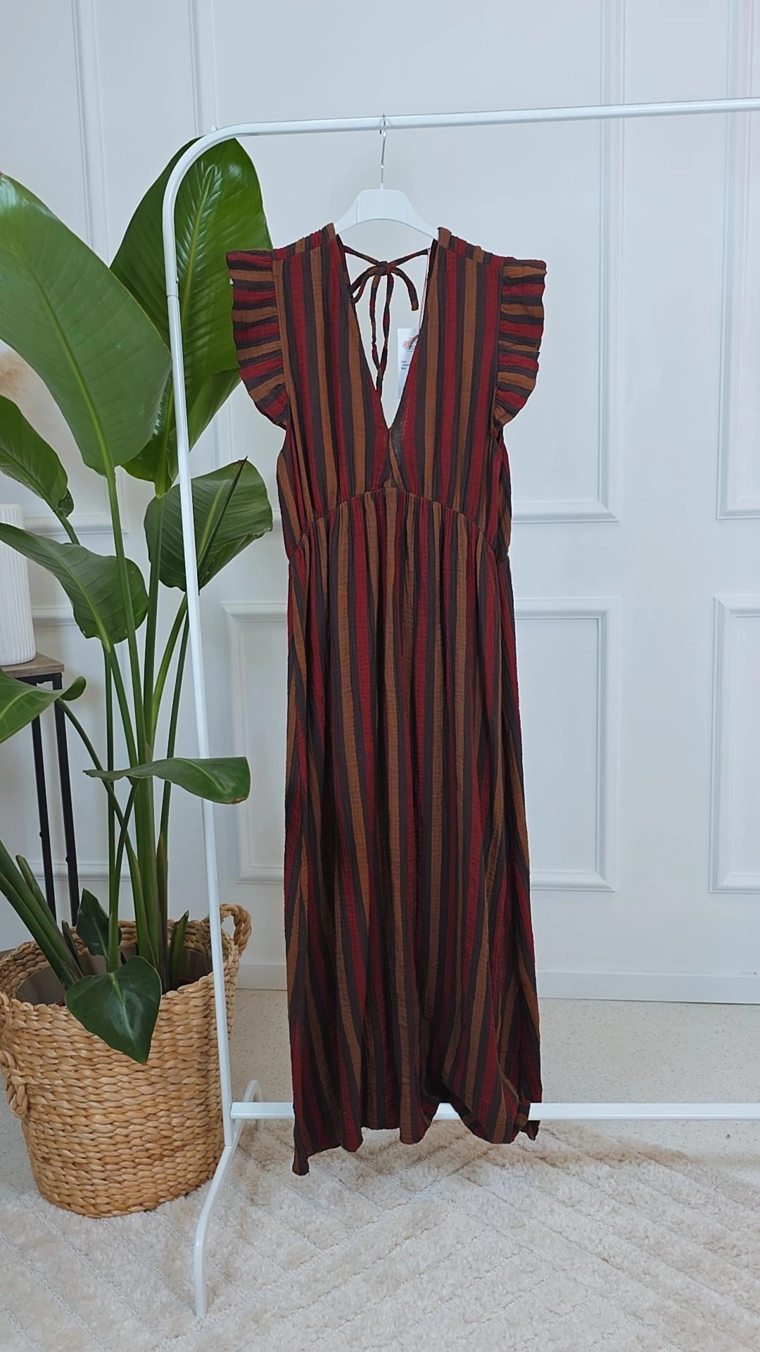 MUSSELIN KLEID ZOE STRIPES 34 - 42 Made in Italy ärmellos Rüsche 