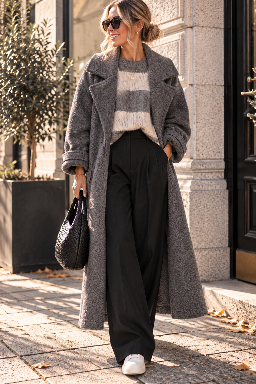 Hose Wide-Leg Butterweich mit Bundfalten HO0020 I Made in Italy 34-42/44