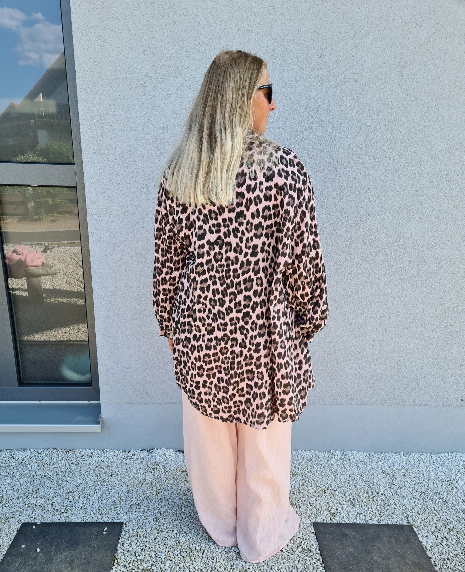 MUSSELIN OVERSIZE BLUSE SKYROS LEO ROSA 34-42 Made in Italy Longbluse Kleid Tunika Shirt Blusenjacke MUSSELIN OVERSIZE BLUSE SKYROS LEO ROSA 34-42 Made in Italy Longbluse Kleid Tunika Shirt Blusenjacke