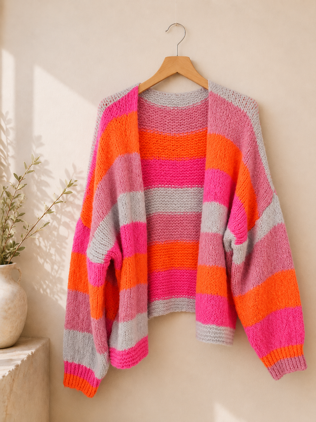 Cardigan mit Blockstreifen Strickjacke I SJ0035 I Made in Italy 34-44