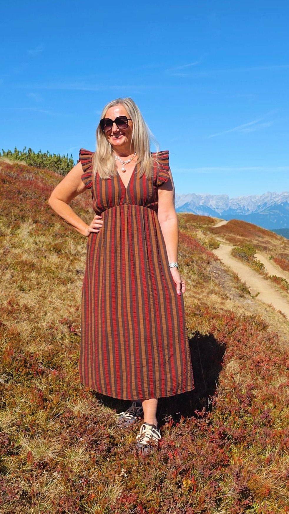 MUSSELIN KLEID ZOE STRIPES 34 - 42 Made in Italy ärmellos Rüsche 