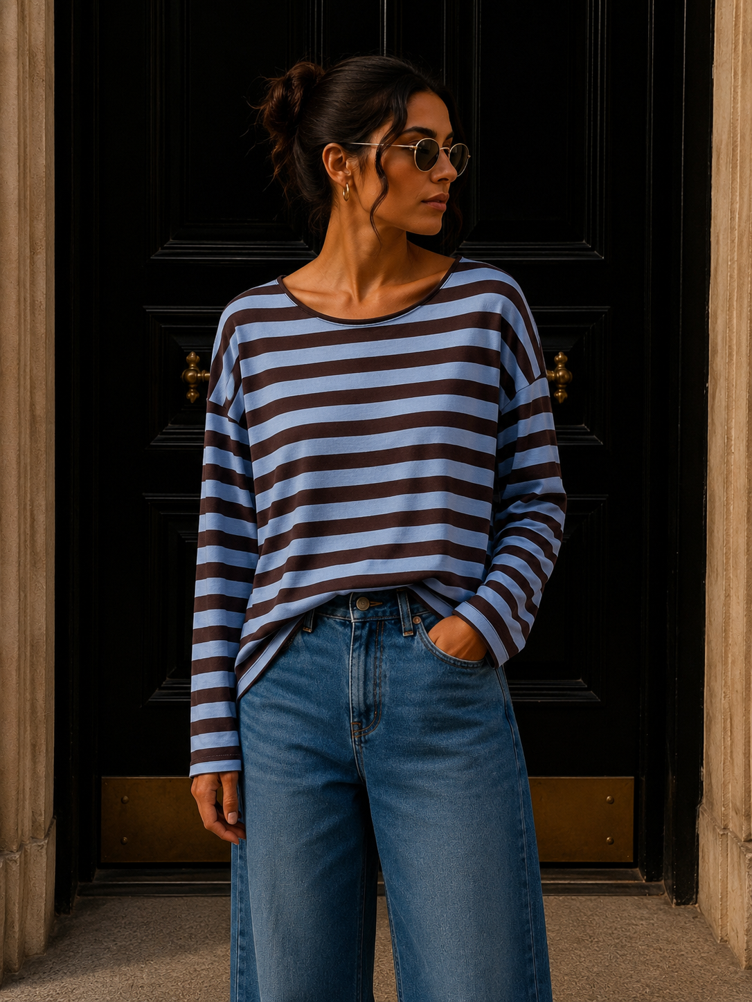 Longsleeve mit Streifen I LS0039 I Made in Italy 34-42