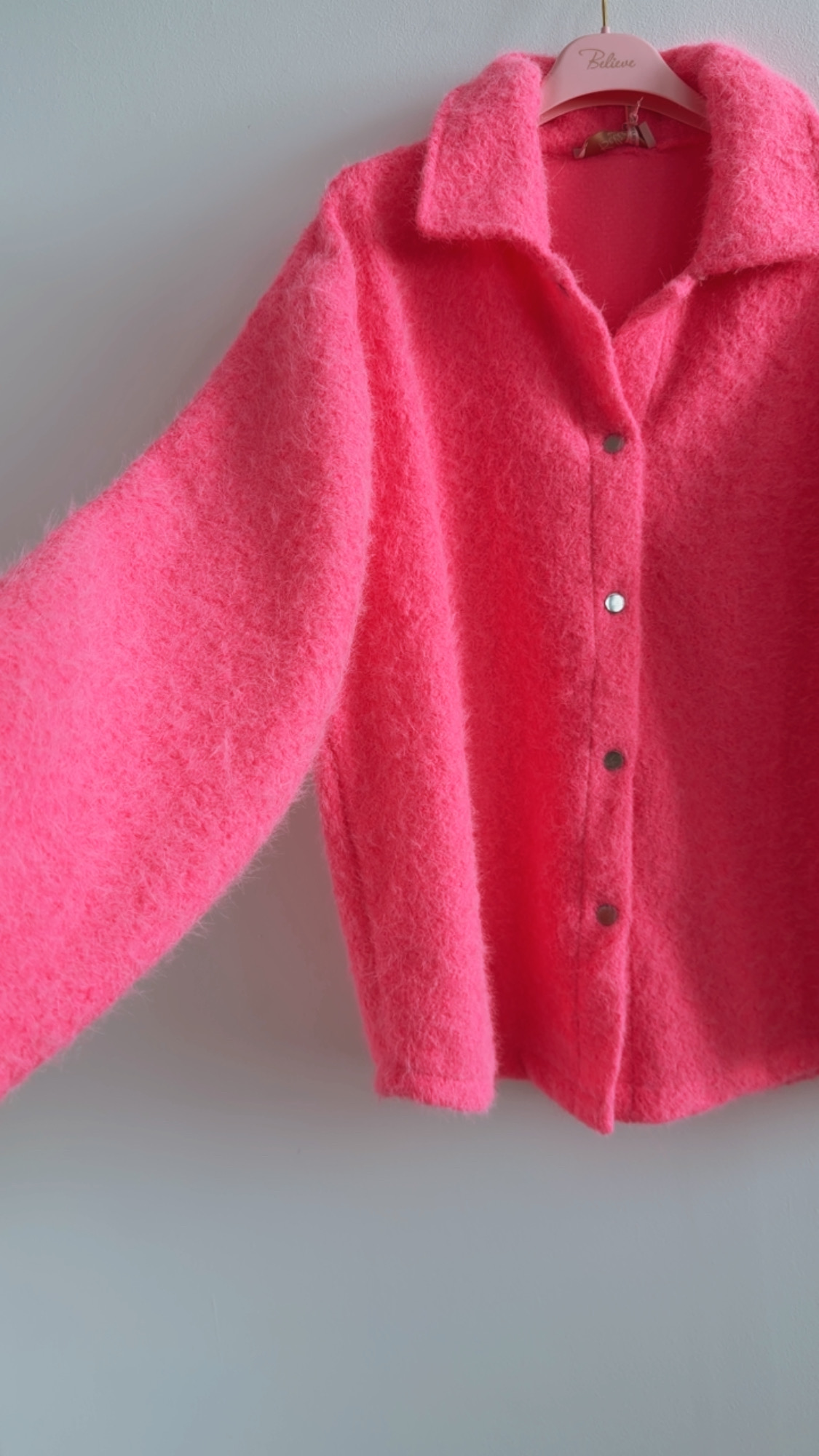Hemdjacke No. JA014 | Flauschige Wolloptik | Made in Italy | Gr. 34–42