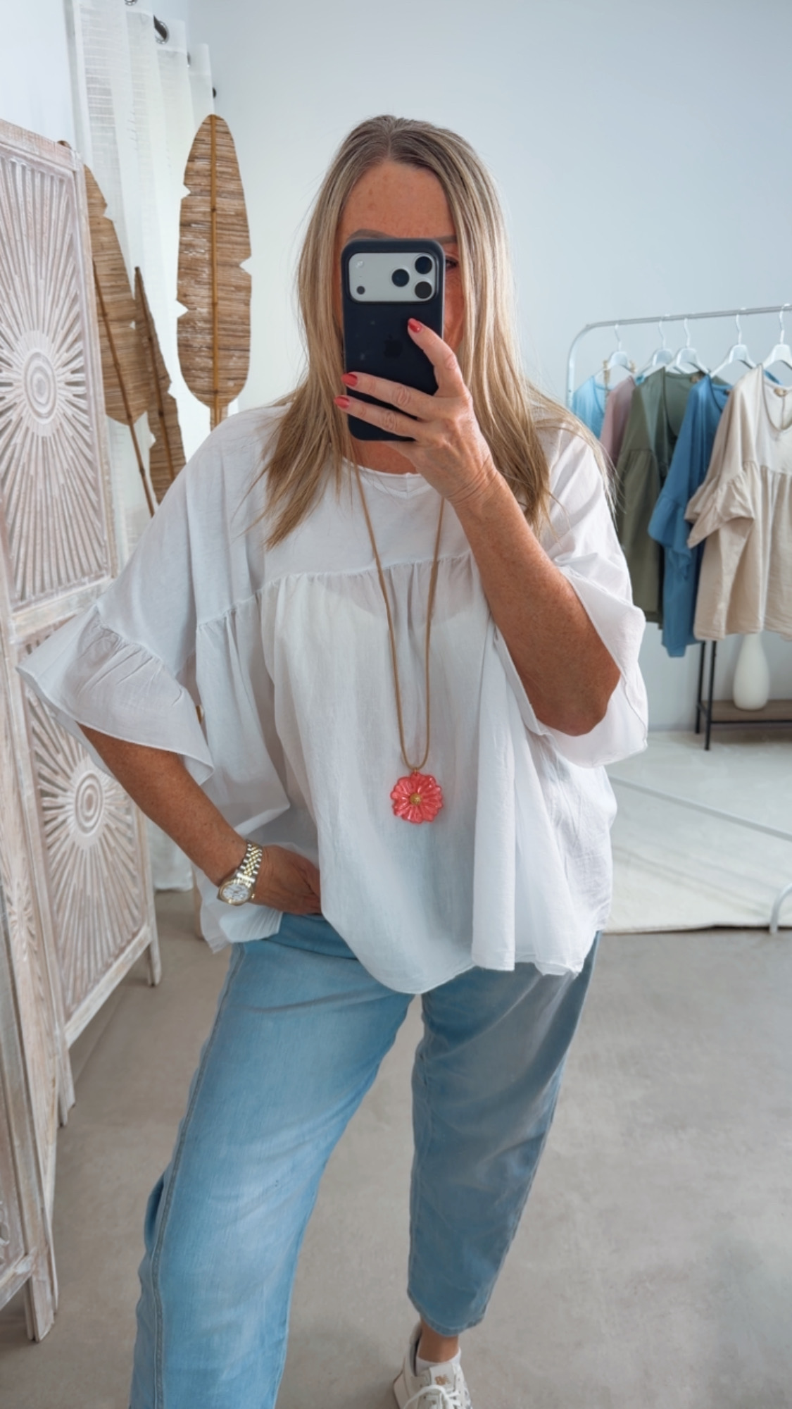 Basic-T-Shirt Velina Tulpenärmel Made in Italy 34-44 Bluse