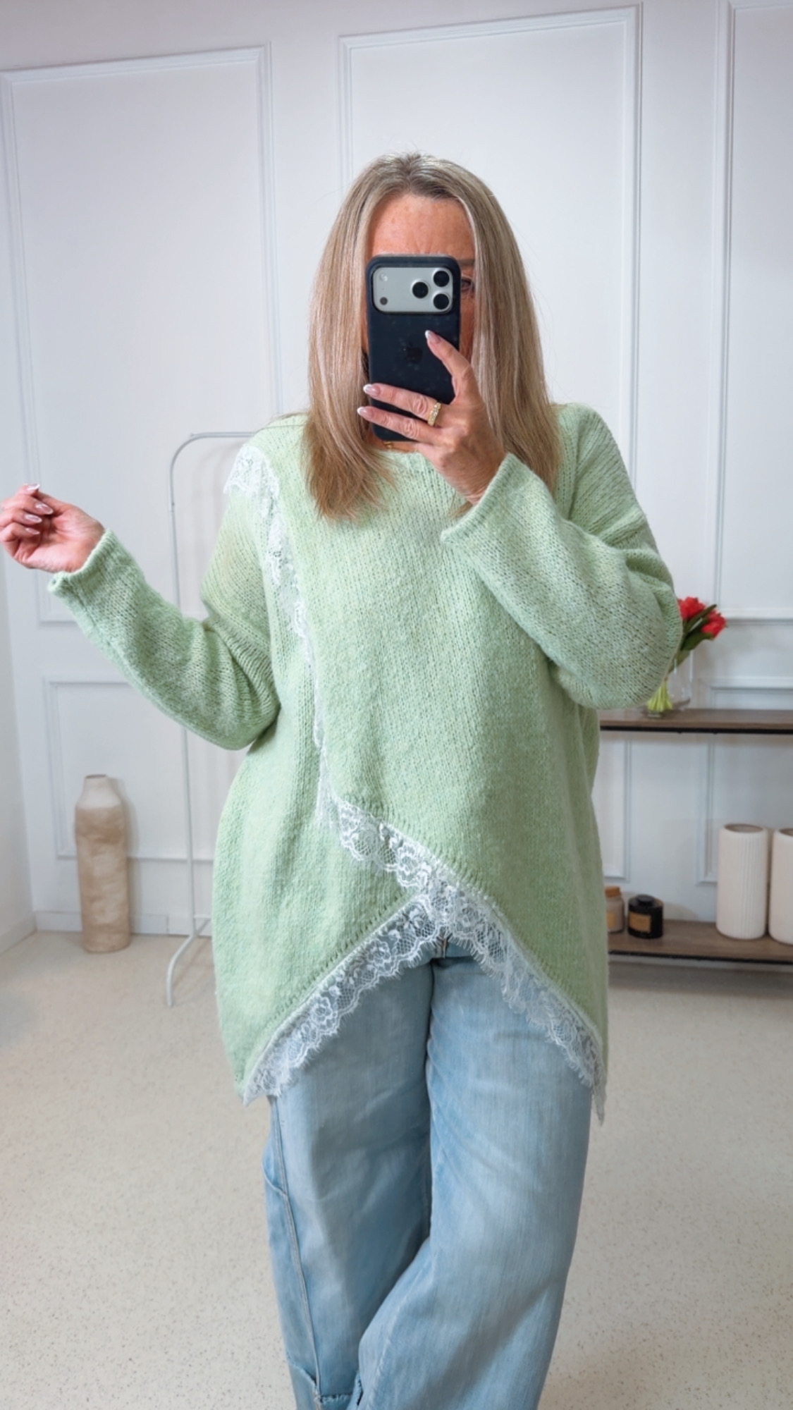 SPITZEN PULLOVER 115 und Made in Italy 34-42/44 Vokuhila