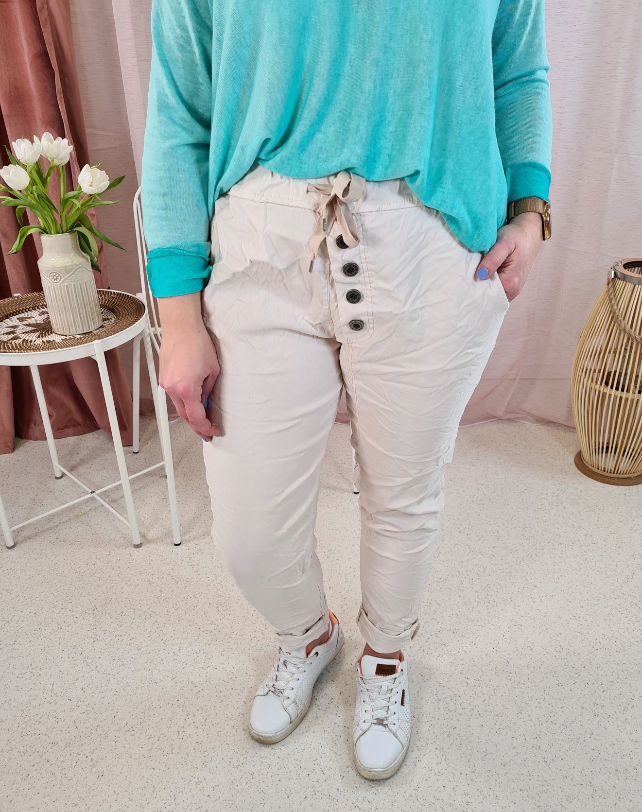 JOGPANT SANDRA BEIGE 38 - 44 Made in Italy Hose Basic PANT