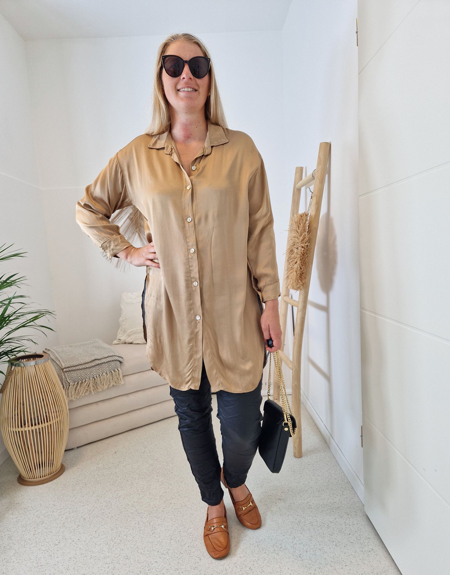 OVERSIZE BLUSE BIANCA CAMEL 34-42 Made in Italy Longbluse Hemd OVERSIZE BLUSE BIANCA CAMEL 34-42 Made in Italy Longbluse Hemd