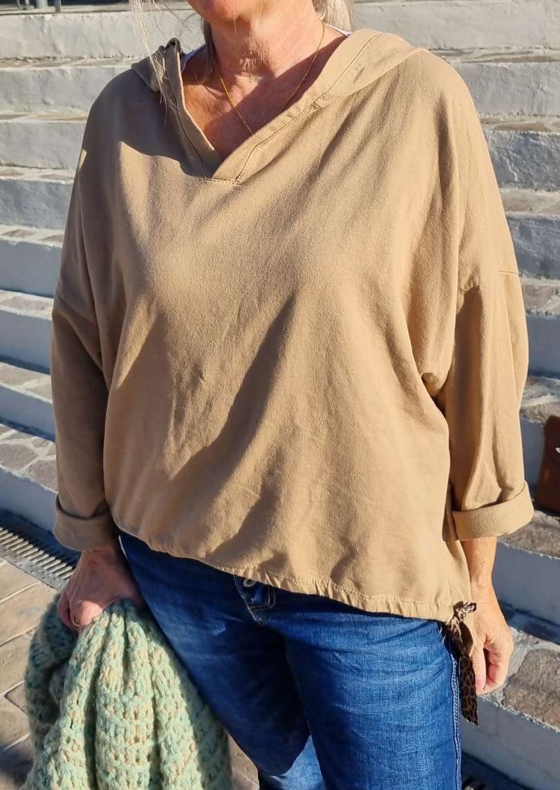 HOODIE NAOMI CAMEL Sweater Kapuze Made in Italy 34-42 Longsleeve Pullover LEO Leopard HOODIE NAOMI CAMEL Sweater Kapuze Made in Italy 34-42 Longsleeve Pullover LEO Leopard