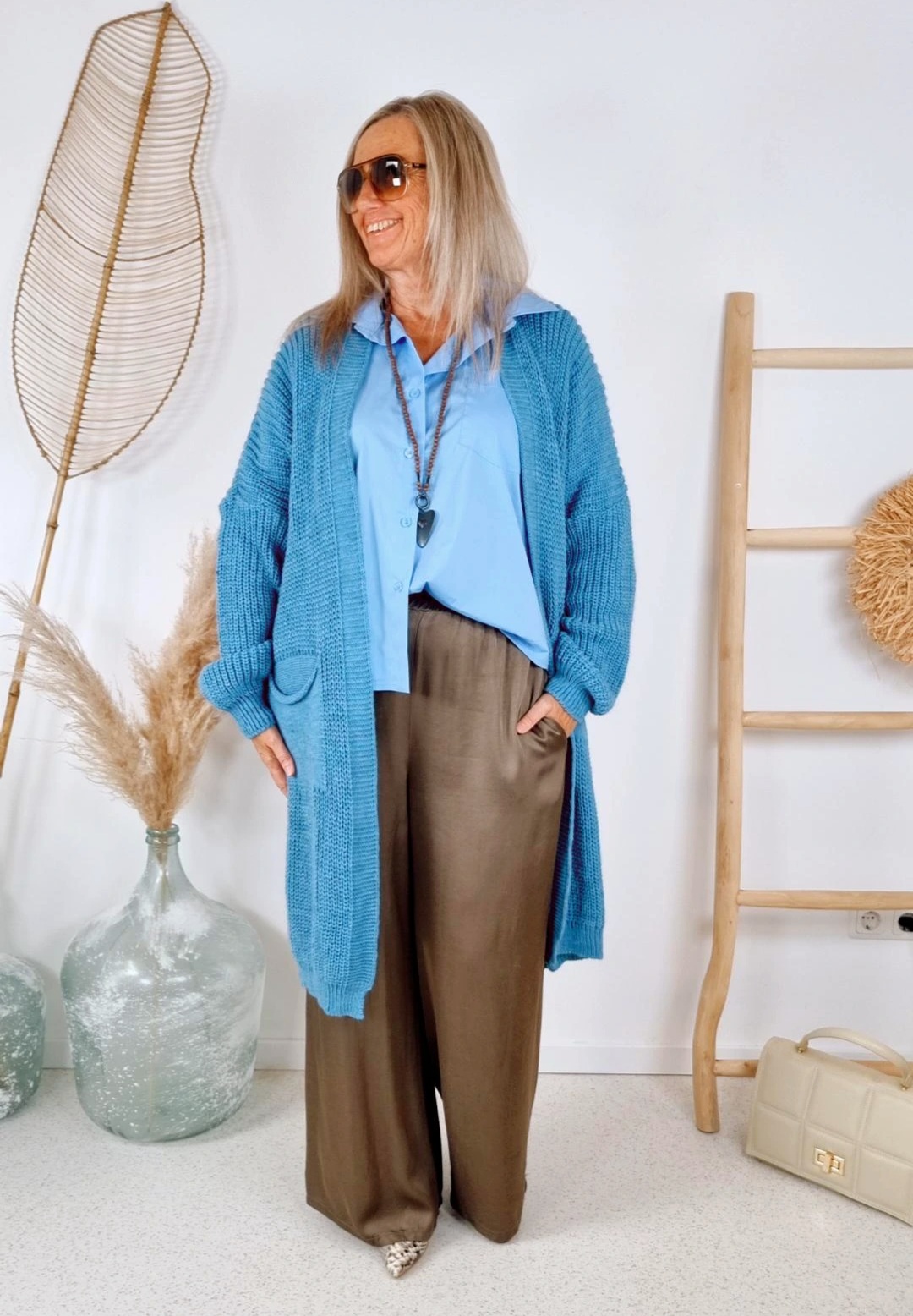 KNIT CARDIGAN RONJA BLAU 34-42 Made in Italy Strickjacke Strickmantel Mantel KNIT CARDIGAN RONJA BLAU 34-42 Made in Italy Strickjacke Strickmantel Mantel