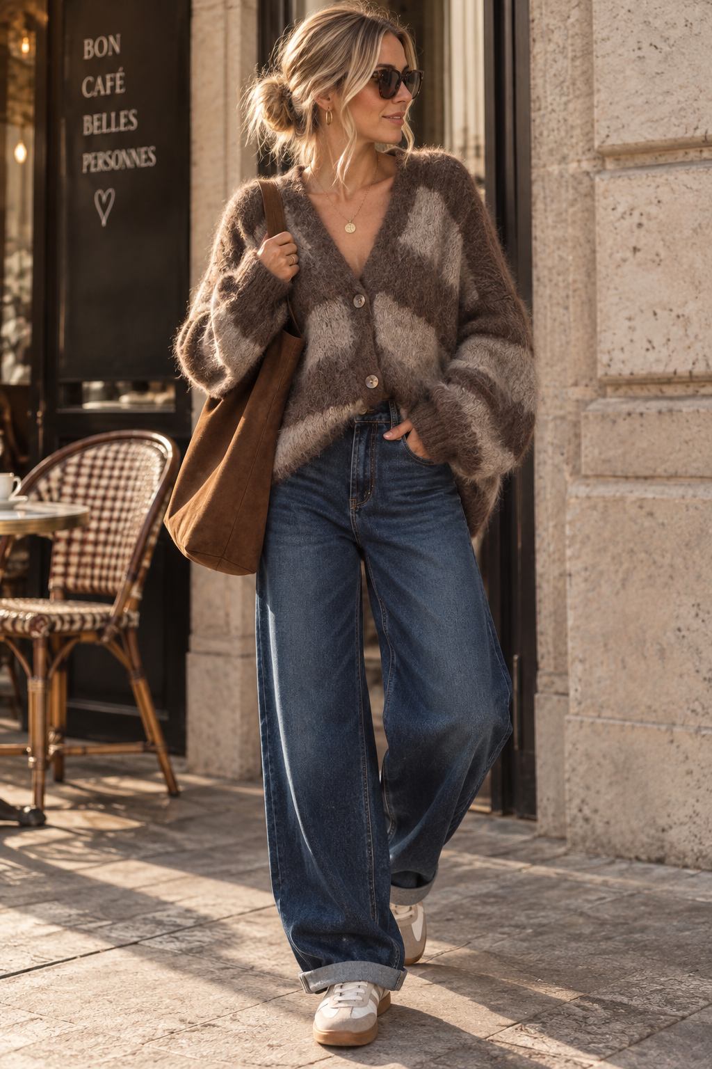 Kuschelige Strickjacke SJ0083 – Blockstreifen Made in Italy Gr. 34-42 Strick Cadigan