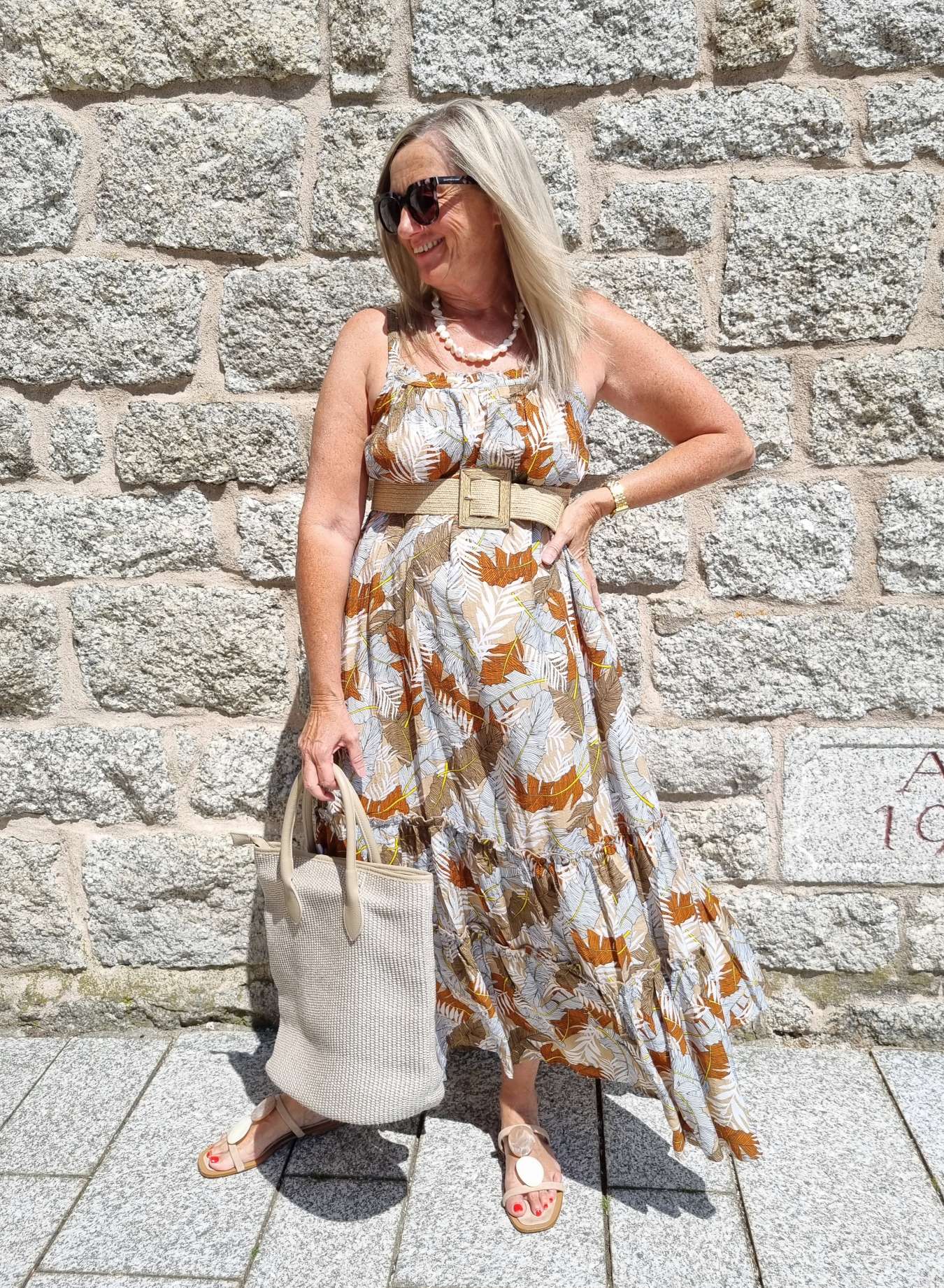 SPAGHETTI DRESS CARMEN NATUR 36-42 Italy Style Maxi Kleid Sommer Strandkleid LEAVES Italy Style SPAGHETTI DRESS CARMEN NATUR 36-42 Italy Style Maxi Kleid Sommer Strandkleid LEAVES Italy Style