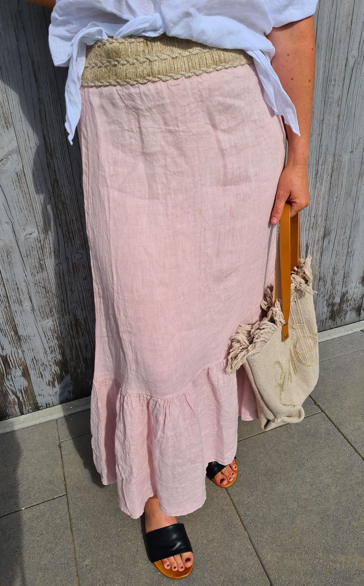 LINEN SKIRT KRISTIN ROSA 34-42 Made in Italy Leinen Midi Rock Bast Details LINEN SKIRT KRISTIN ROSA 34-42 Made in Italy Leinen Midi Rock Bast Details