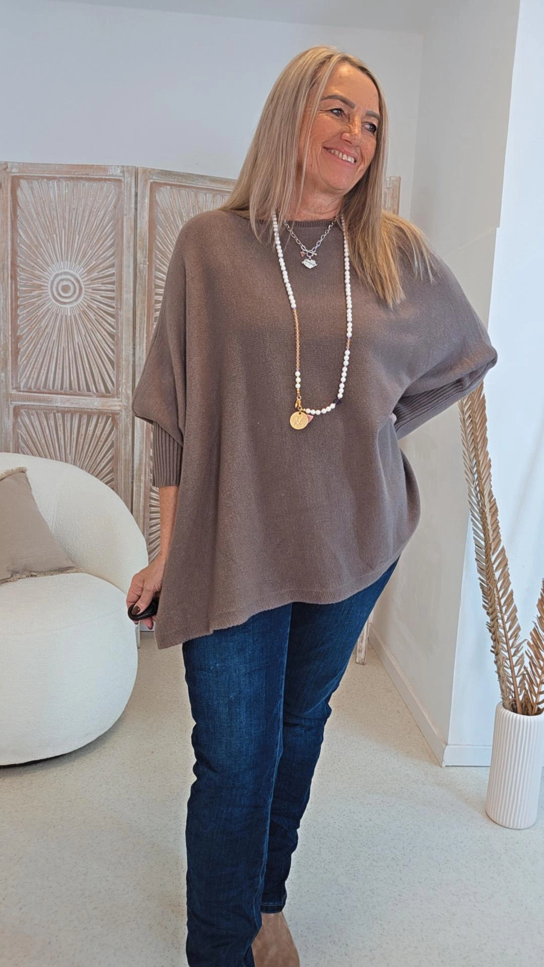 OVERSIZE KNIT SWEATER STRICK PULLOVER LILLE Made in Italy 34 - 48/50