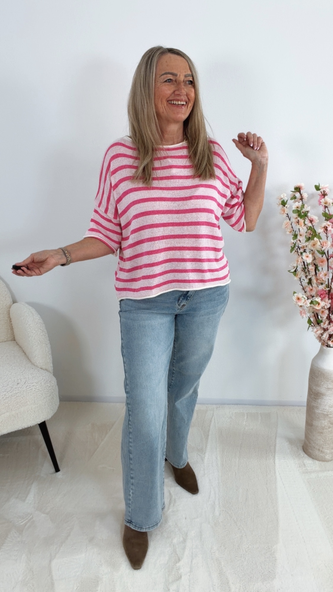 🌊☀️ Strickshirt „Thassos“  Sommerstrick Made in Italy 36 - 42 Pullover Strickpullover Streifen